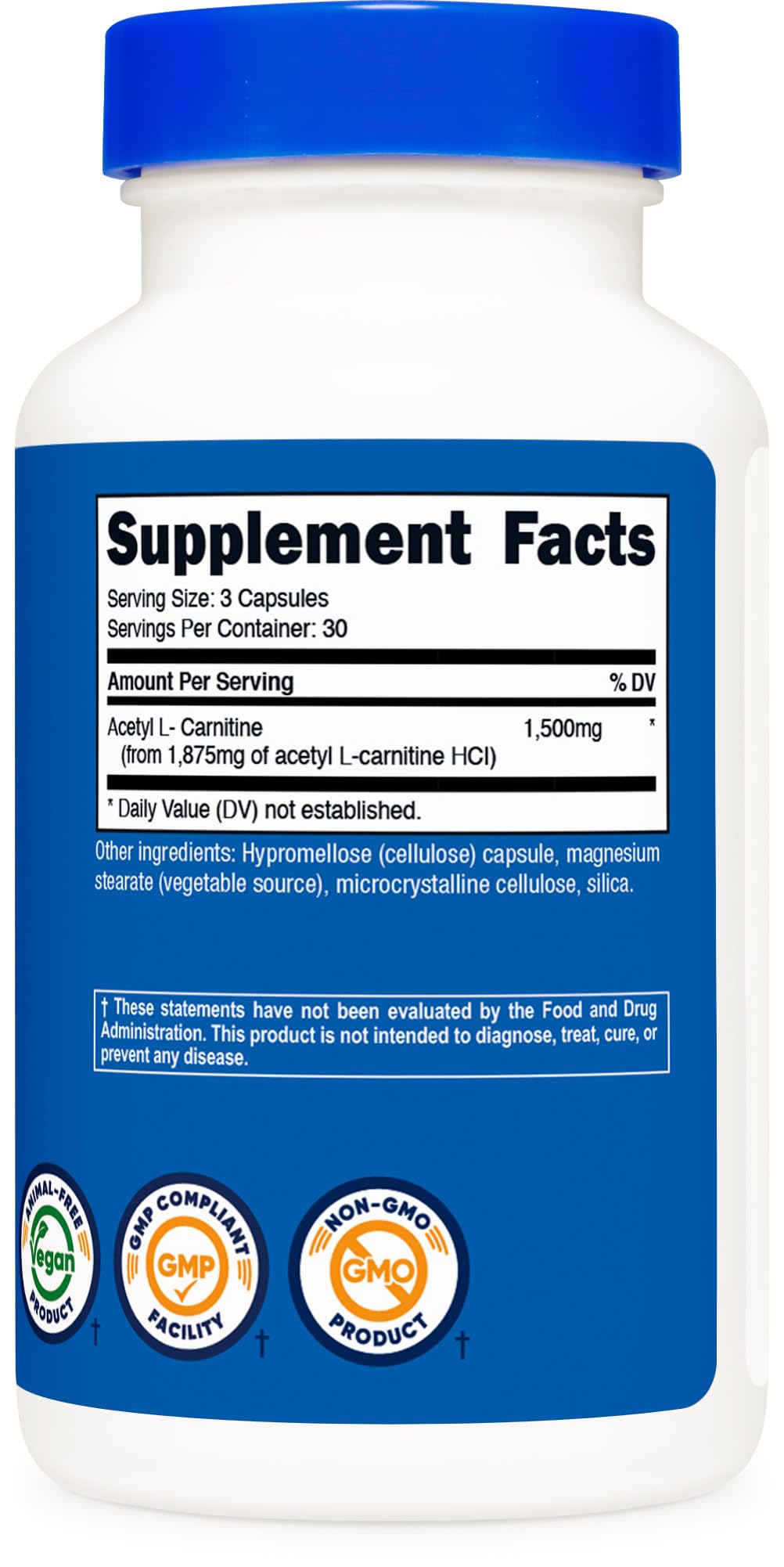 Nutricost Acetyl L-Carnitine (ALCAR) 1500mg Capsule, 90 Capsules