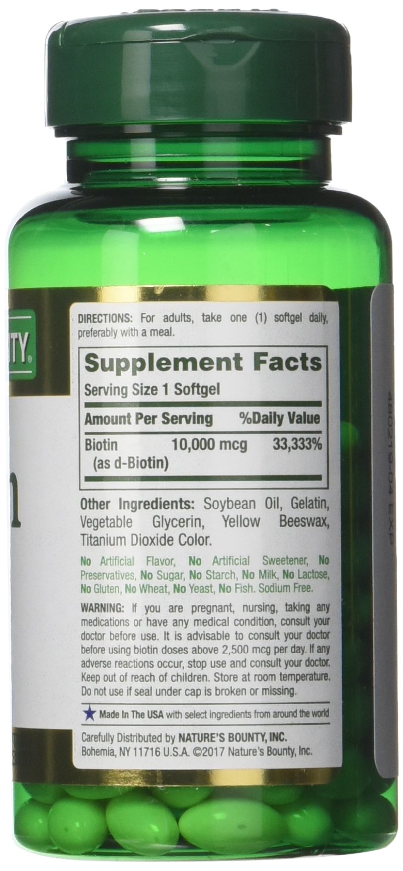 Nature's Bounty Biotin 10,000 mcg Softgels 120