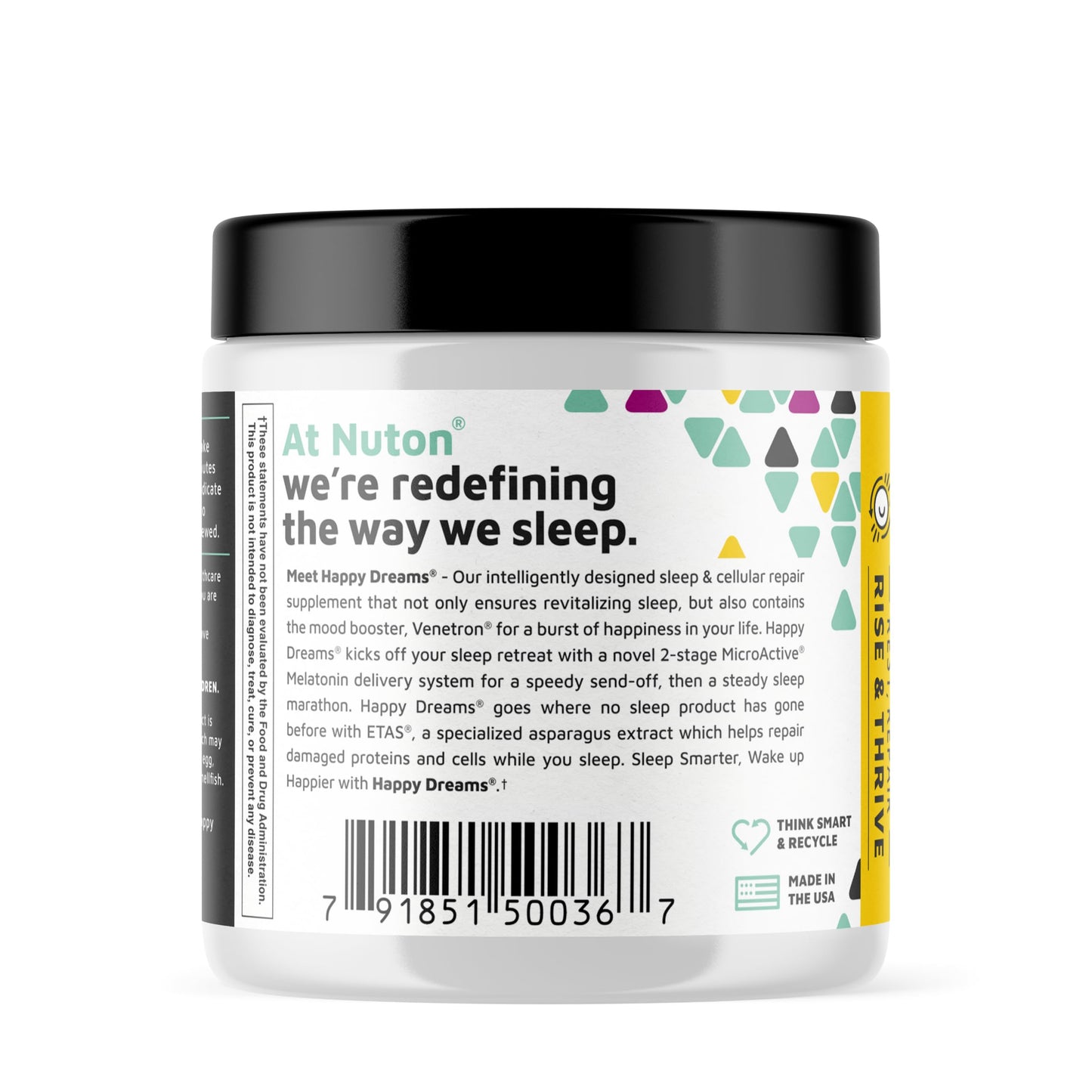 Nuton Happy Dreams Natural Sleep Aid Supplement & Cellular Vitality Melatonin Sleep Aid for Adults, Time Release Formula with ETAS Asparagus, L-Serine and Venetron Extract, 60 Capsules