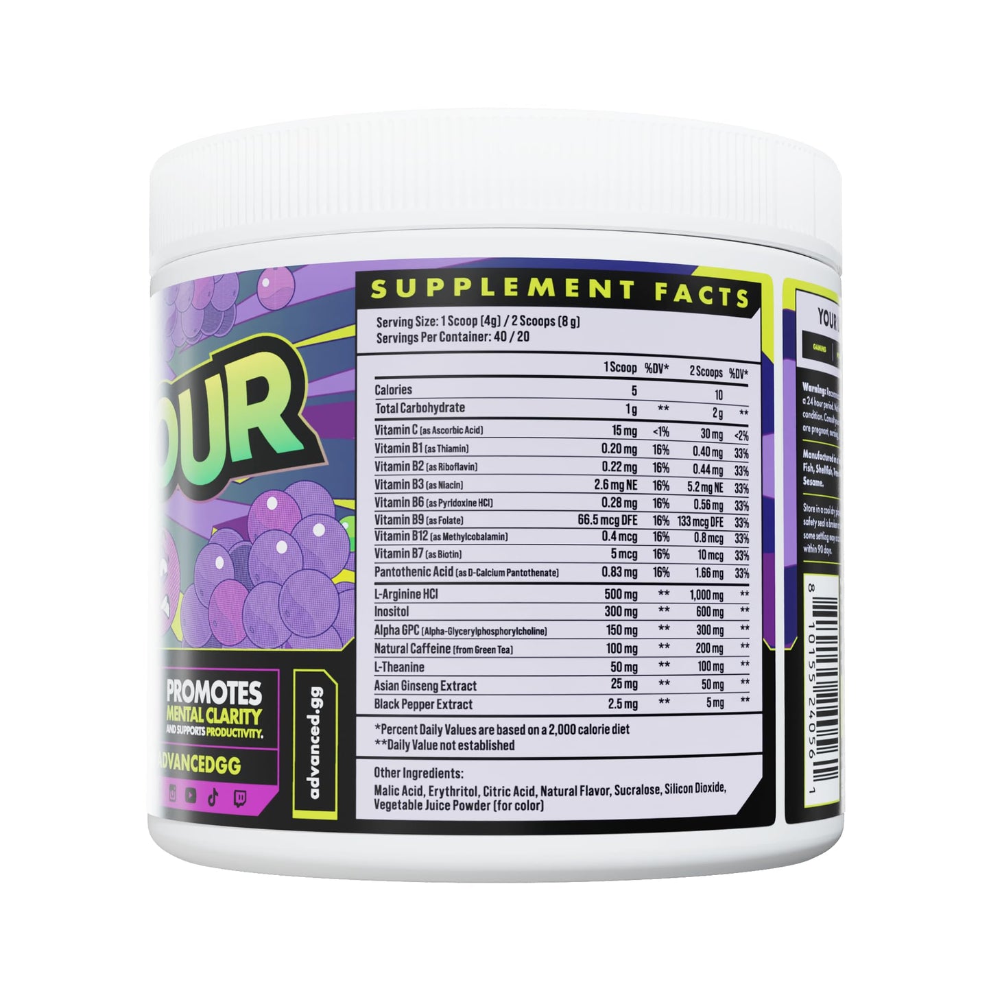 Advanced Focus Sour Grape Powder 5.64 Ounce