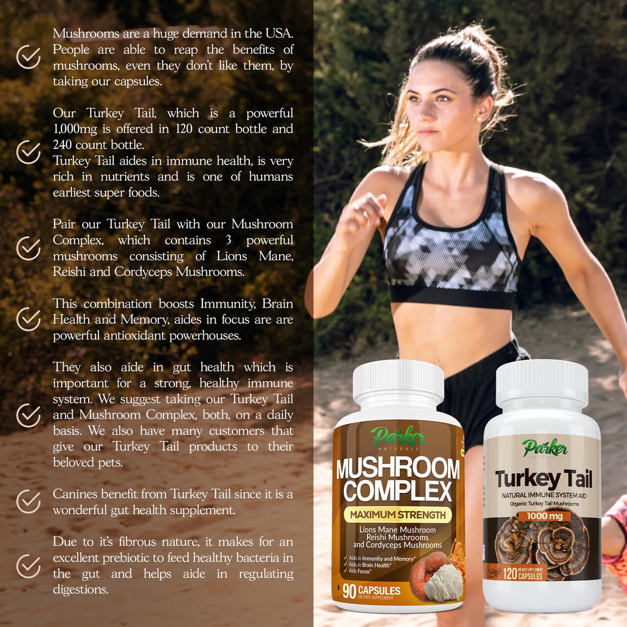 Parker Naturals Turkey Tail Mushroom, 120 Capsules