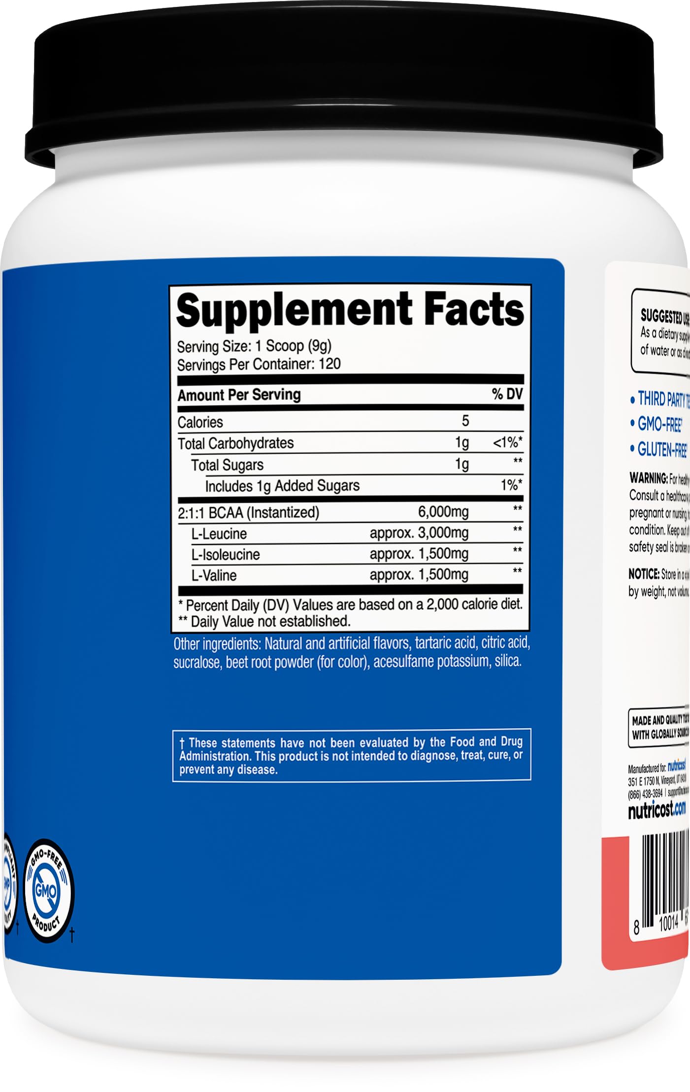 Nutricost BCAA Powder 2:1:1 (Watermelon) 38 Servings