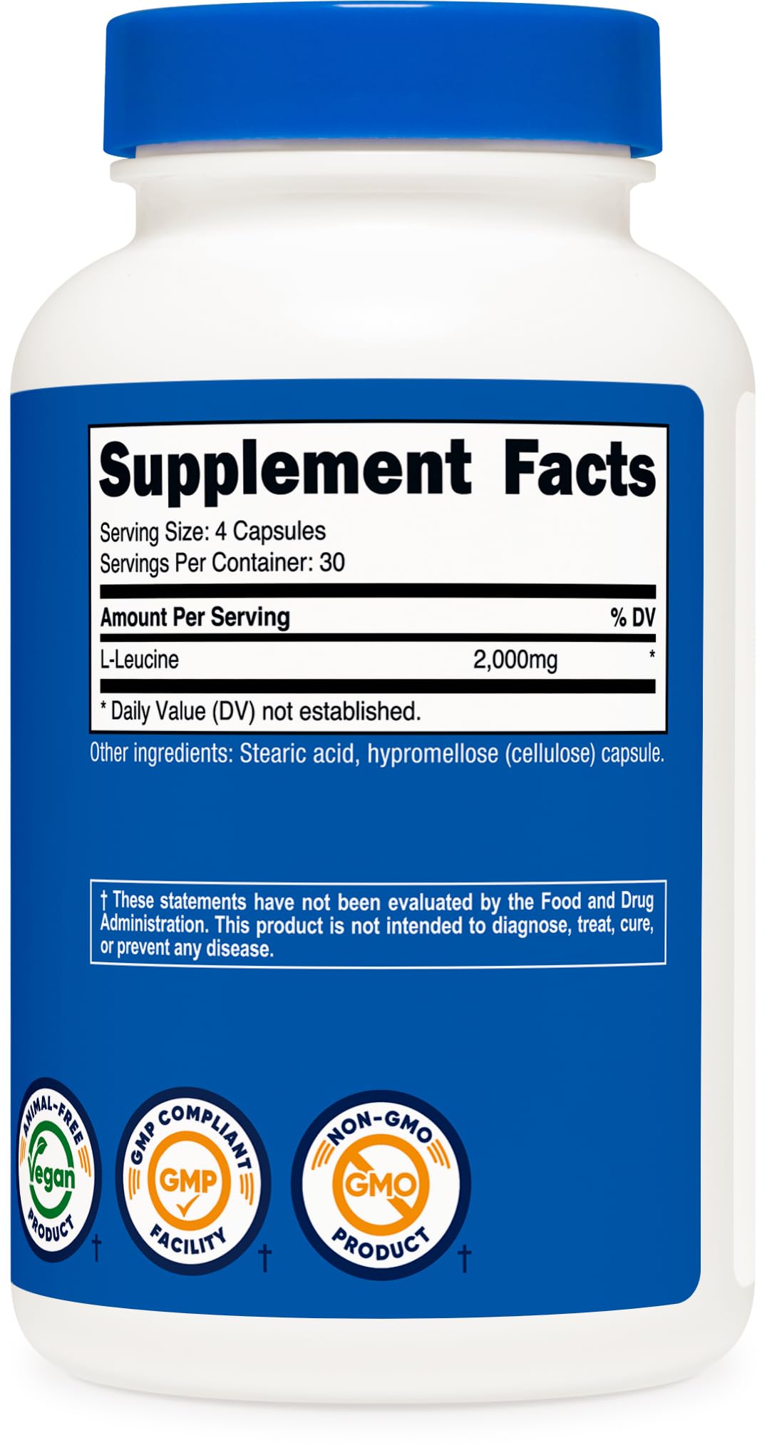 Nutricost L-Leucine 2000mg Vegetarian Capsules, 120 Count