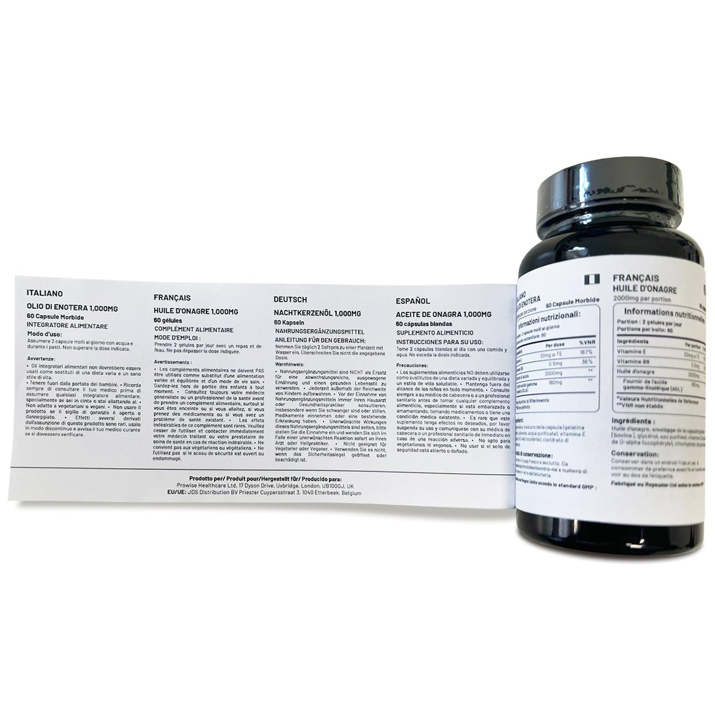 PH PROWISE Healthcare Vegan Evening Primrose Oil 2000mg with Vitamin E & B6 Softgels, 60 Count