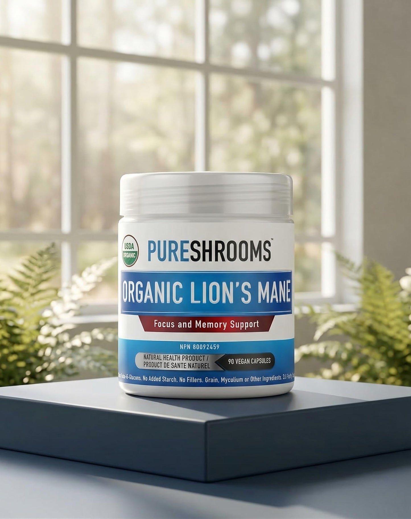 PureShrooms Organic Lion's Mane Mushrooms, 120 Capsules