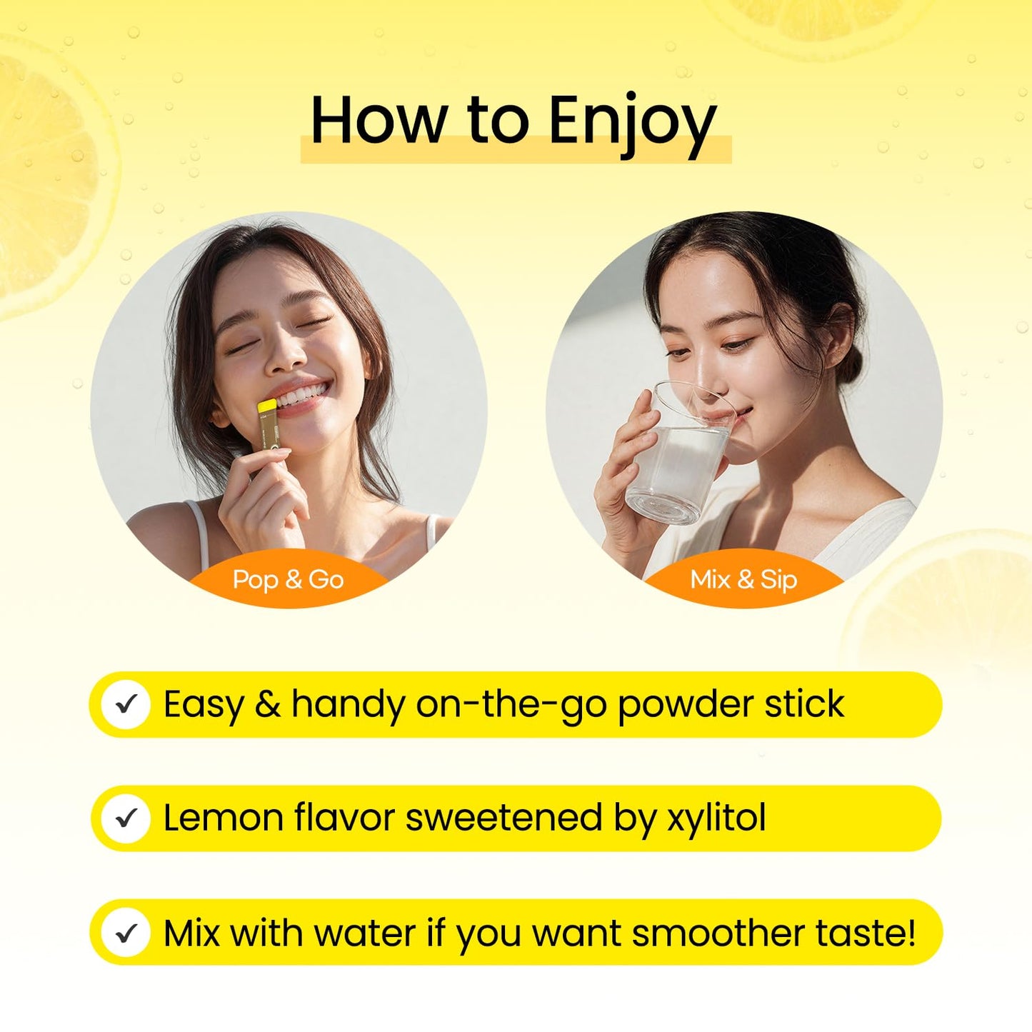 DONGKOOK Vita Pop Vitamin C Powder 2000mg, Zero Sugar, Vitamin D & Biotin, Lemonade Flavor, 30 Packets
