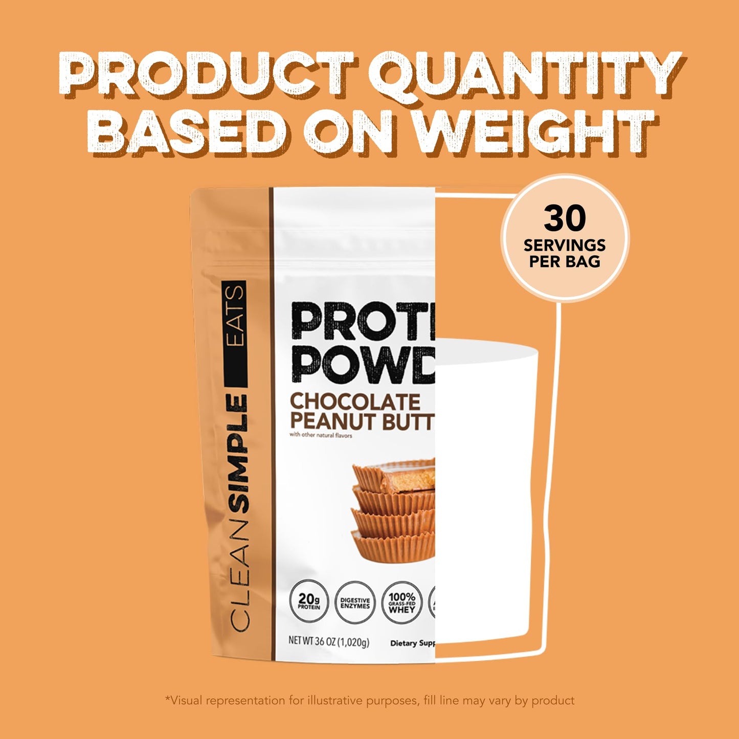 Clean Simple Eats Whey Protein Powder Chocolate Peanut Butter 30 Servings