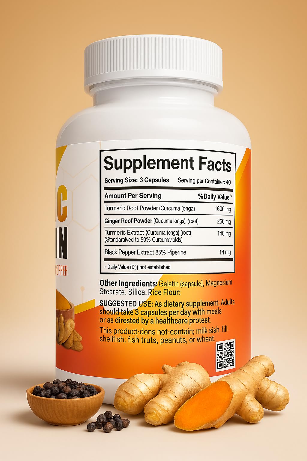 VITAMISAN Turmeric Curcumin 95% Curcuminoids with Ginger & Black Pepper 2100 mg, 120 Capsules