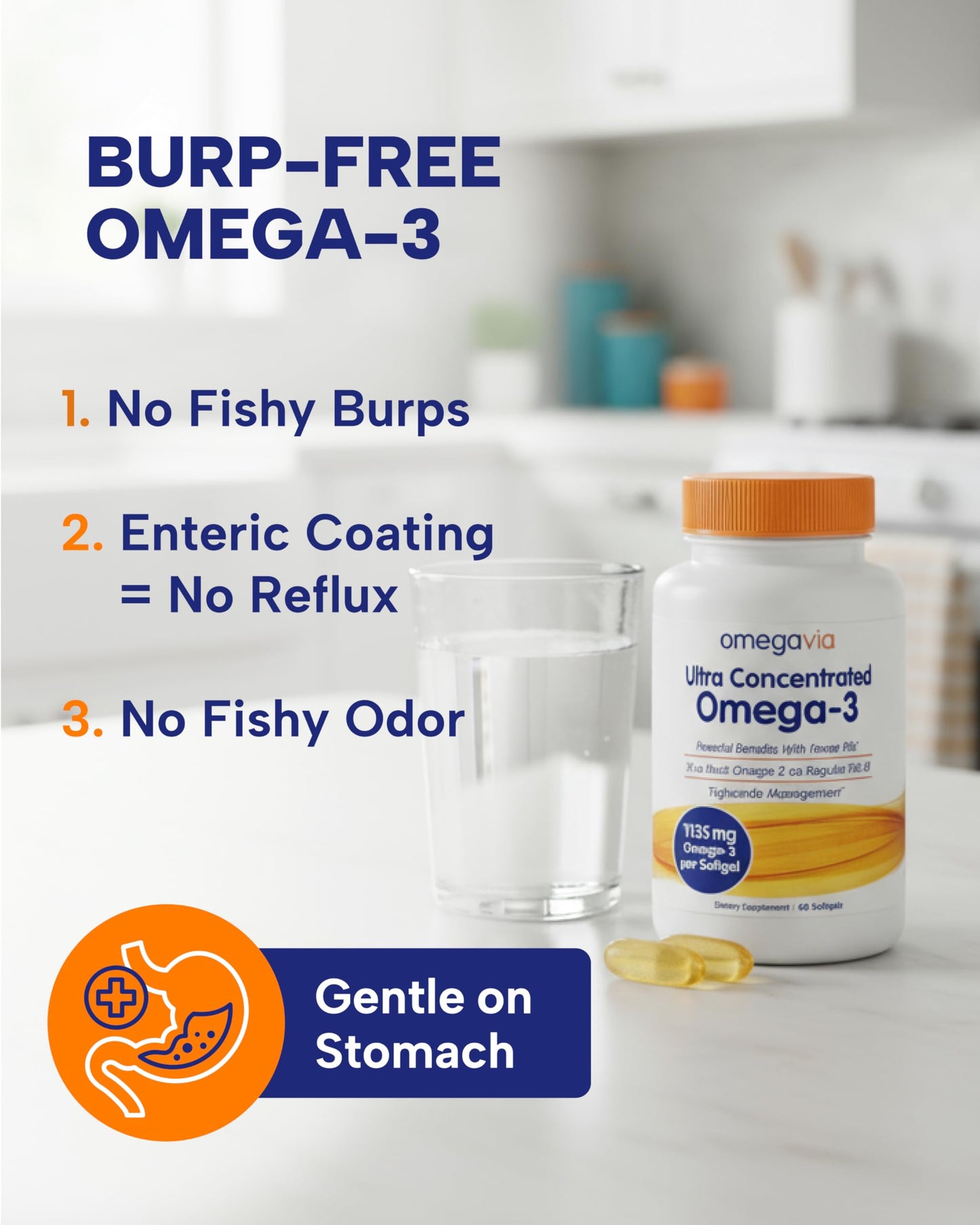 OmegaVia Ultra Concentrated Omega-3 Fish Oil Softgels, 60 Count