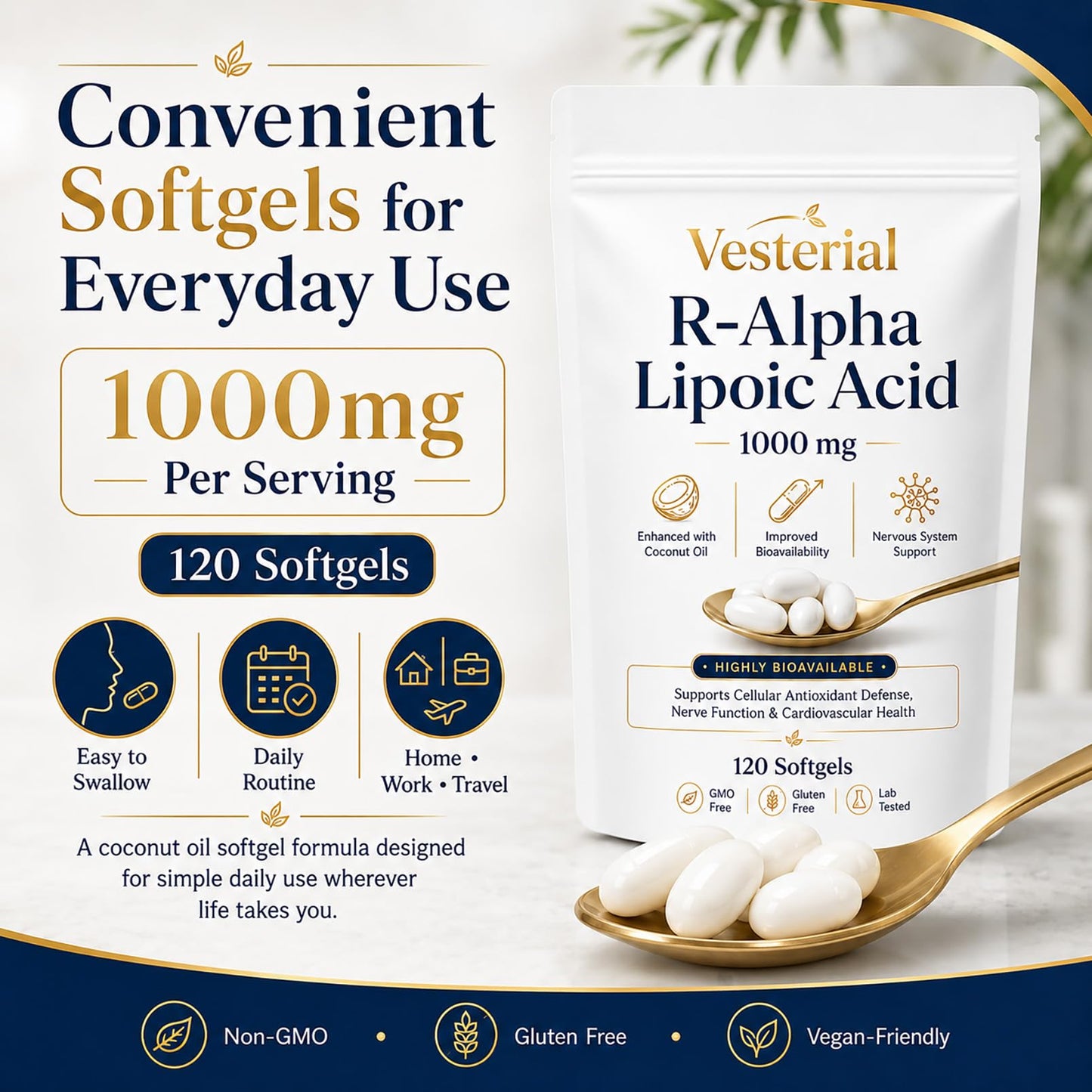 KYZTMHC R-Alpha Lipoic Acid Extract 1000mg Capsule, 120 Count