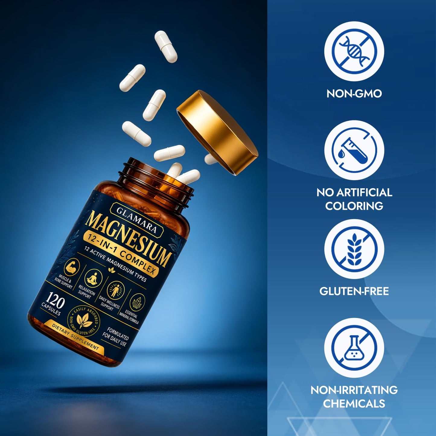 Glamara Magnesium 12 in 1 Complex Supplement 120 Capsules