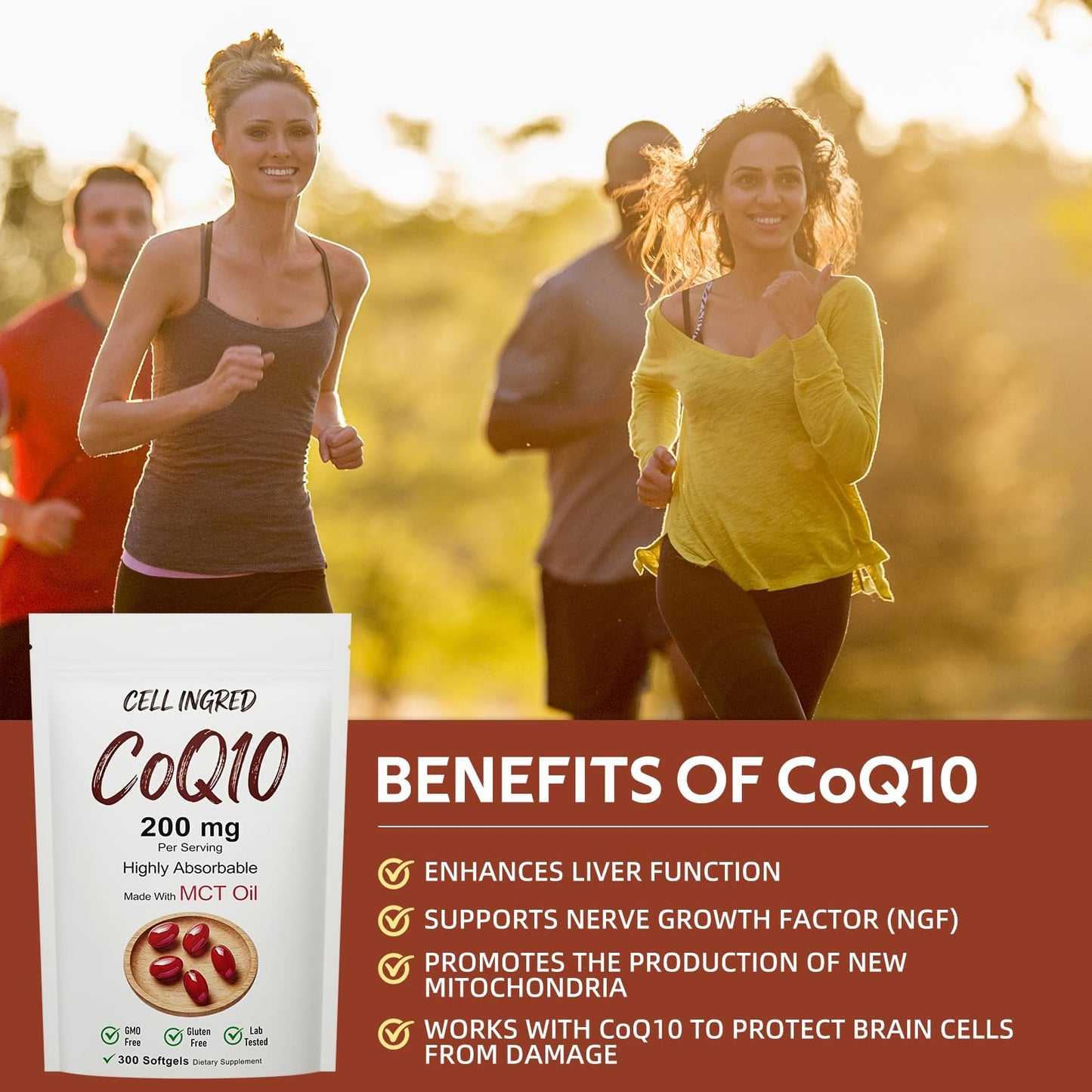 CellIngred CoQ10 200 mg per Serving Softgels, 300 Count