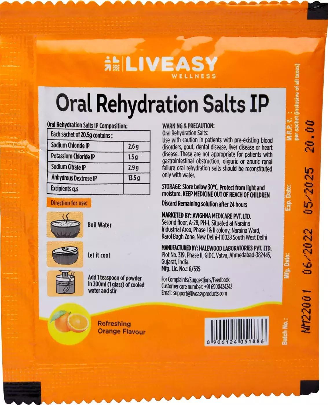 Liveasy Wellness Oral Rehydration Salts IP Powder, Pack of 40