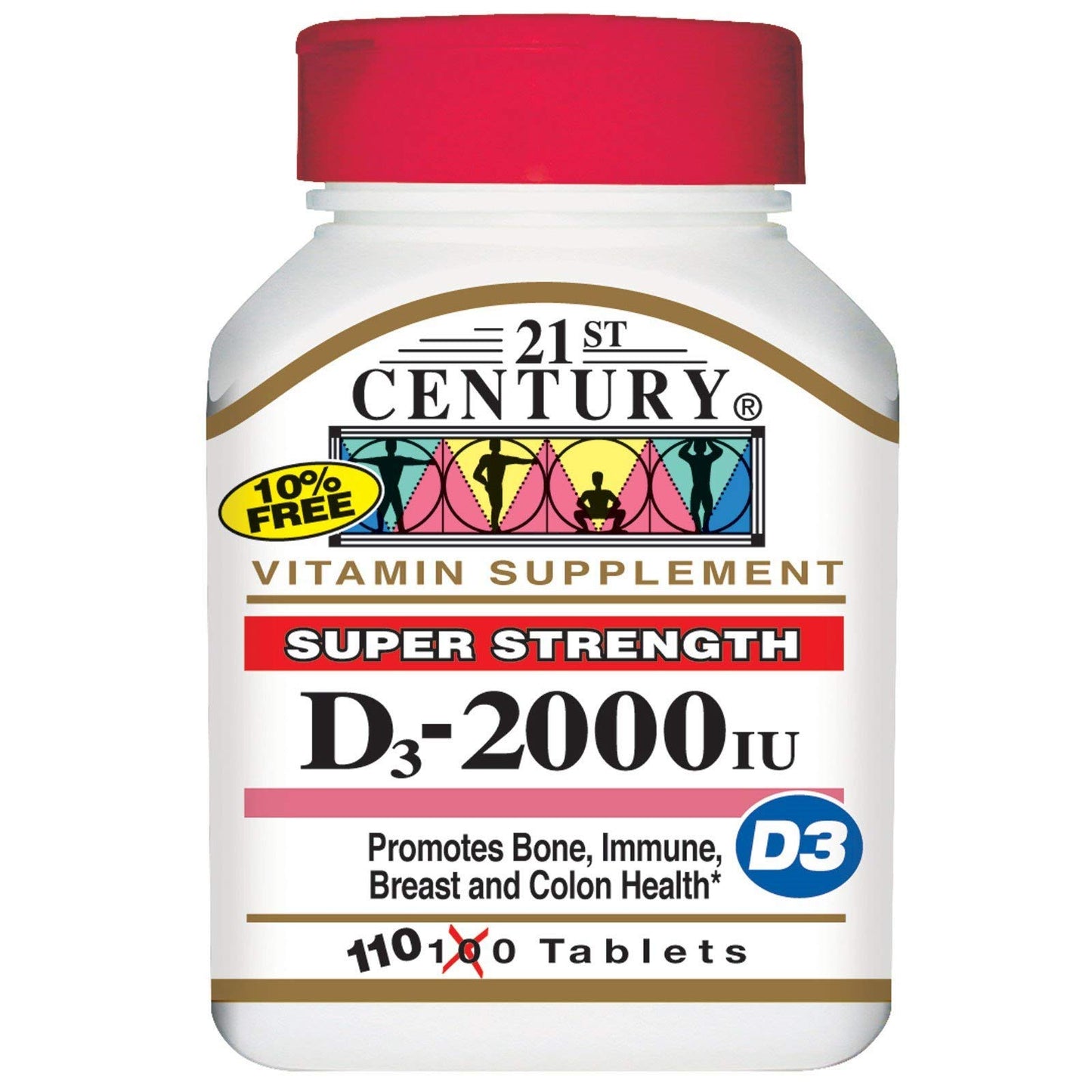 21st Century Vitamin D3 2000 IU Super Strength Tablet, 110 Tablets