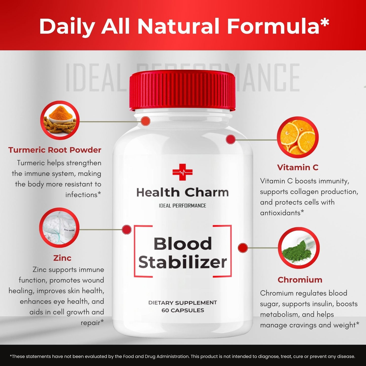 IDEAL PERFORMANCE Health Charm Blood Formula Support Capsules, 120 Count