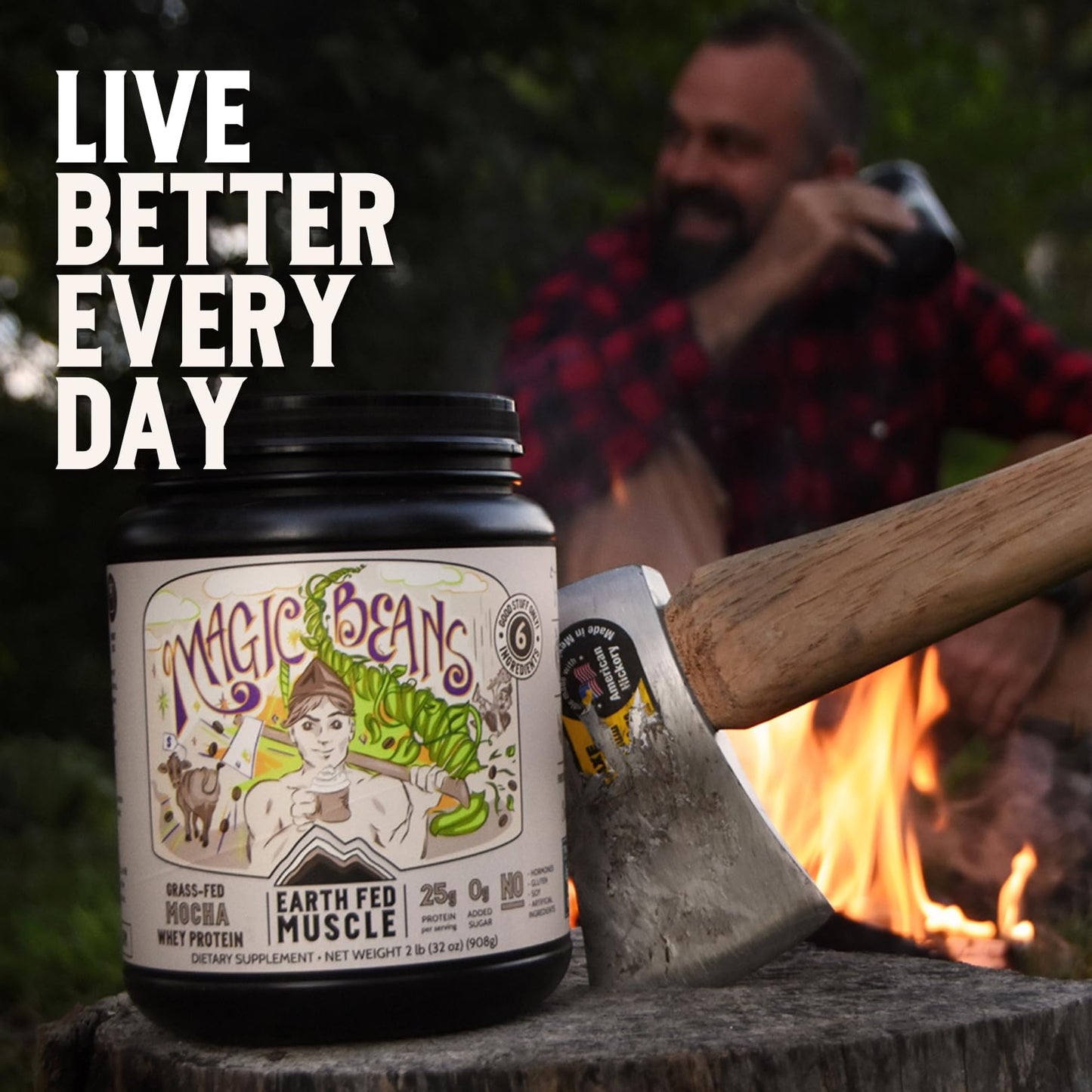 Earth Fed Muscle Magic Beans Mocha Irish Grass Fed Whey Protein Isolate Powder 32 Servings