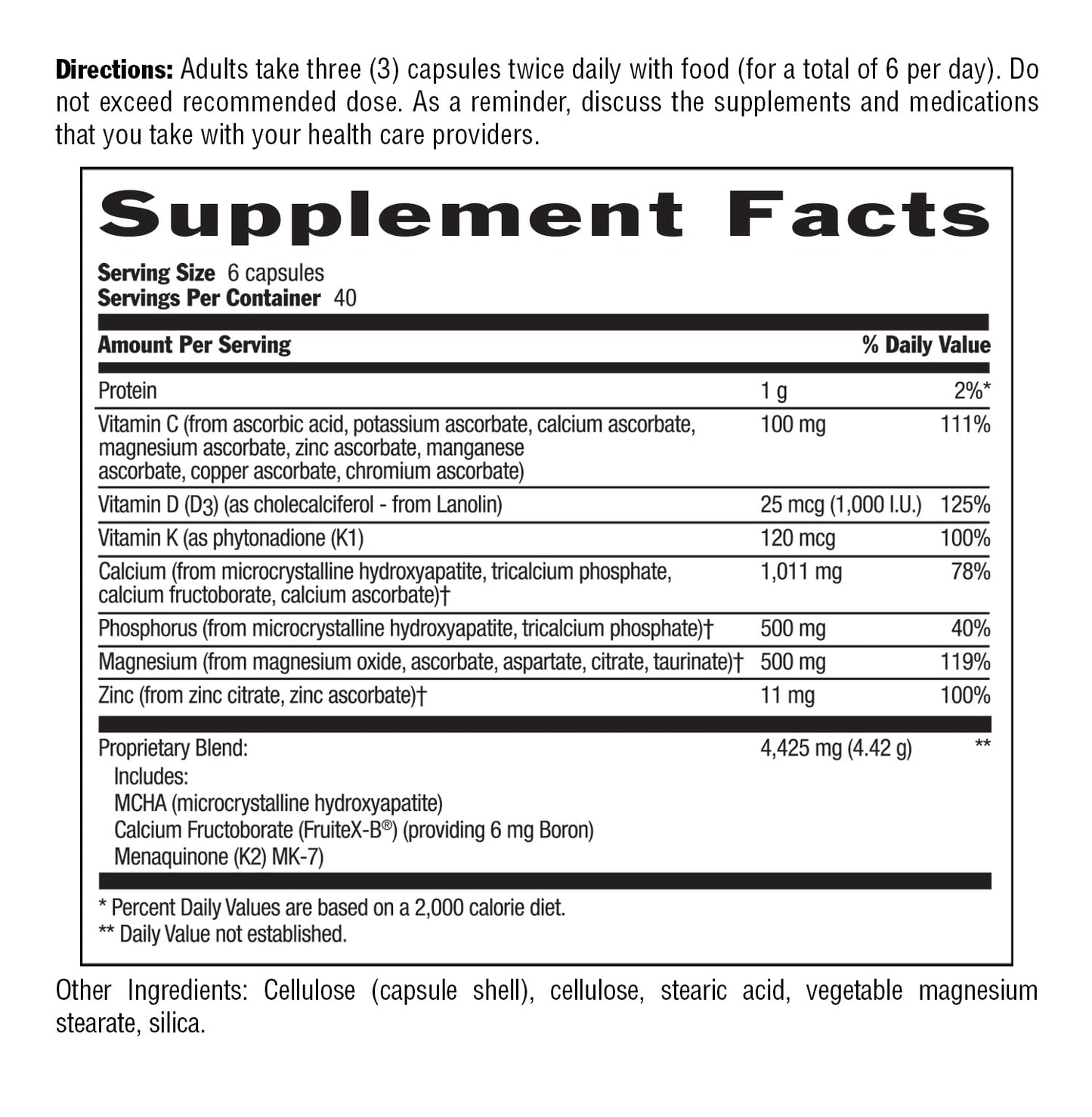 Country Life Triple Action Bone Solid Calcium MCHA K2 D3, 240 Capsules
