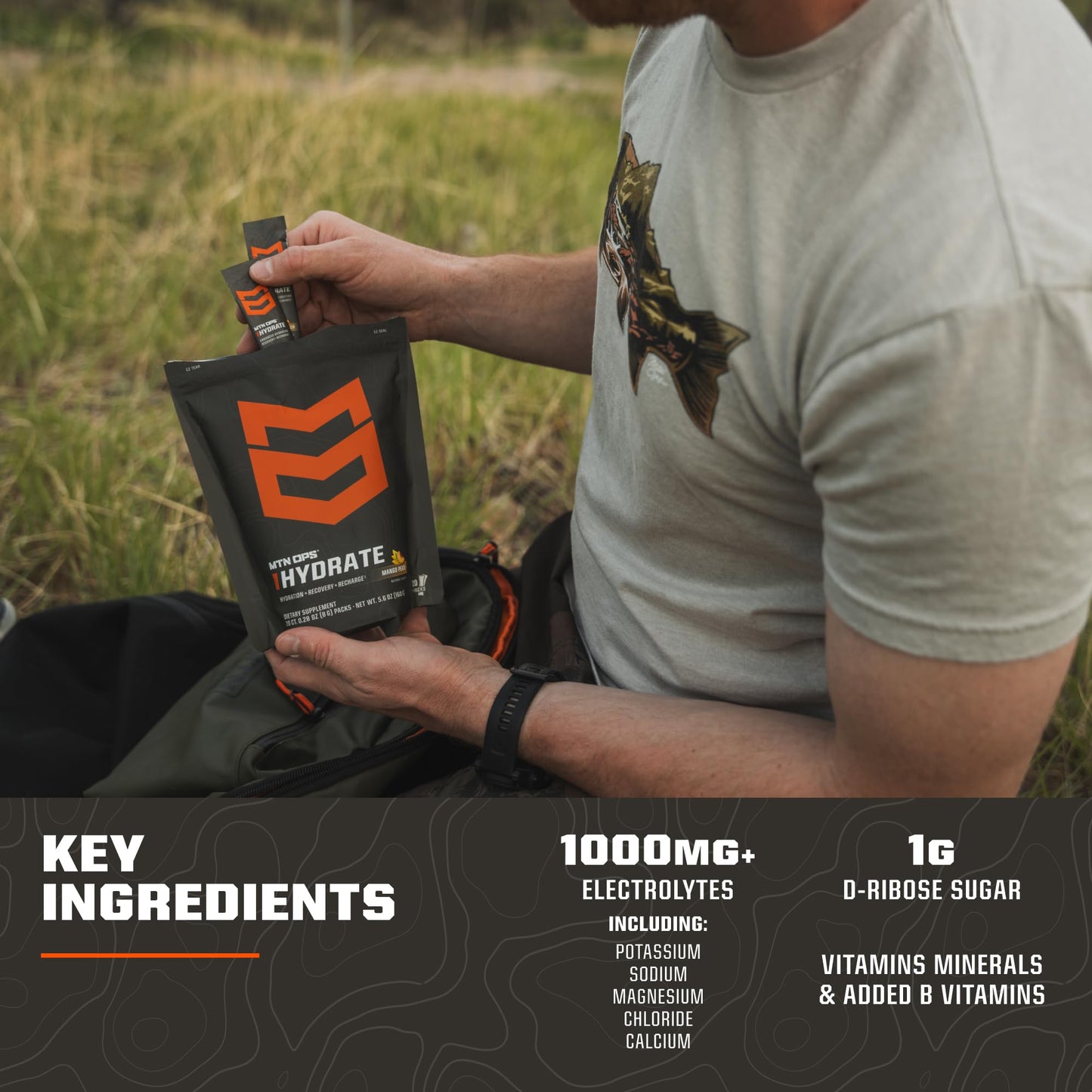 MTN OPS Hydrate Powder Mango Peach + Pineapple Bundle, 12 Servings