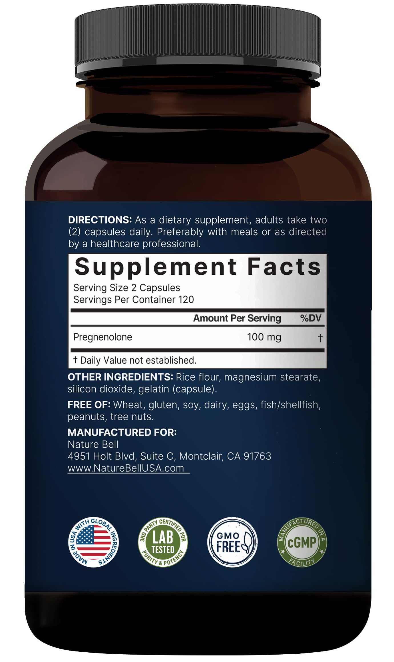 NatureBell Pregnenolone 100mg Capsules, 240 Capsules