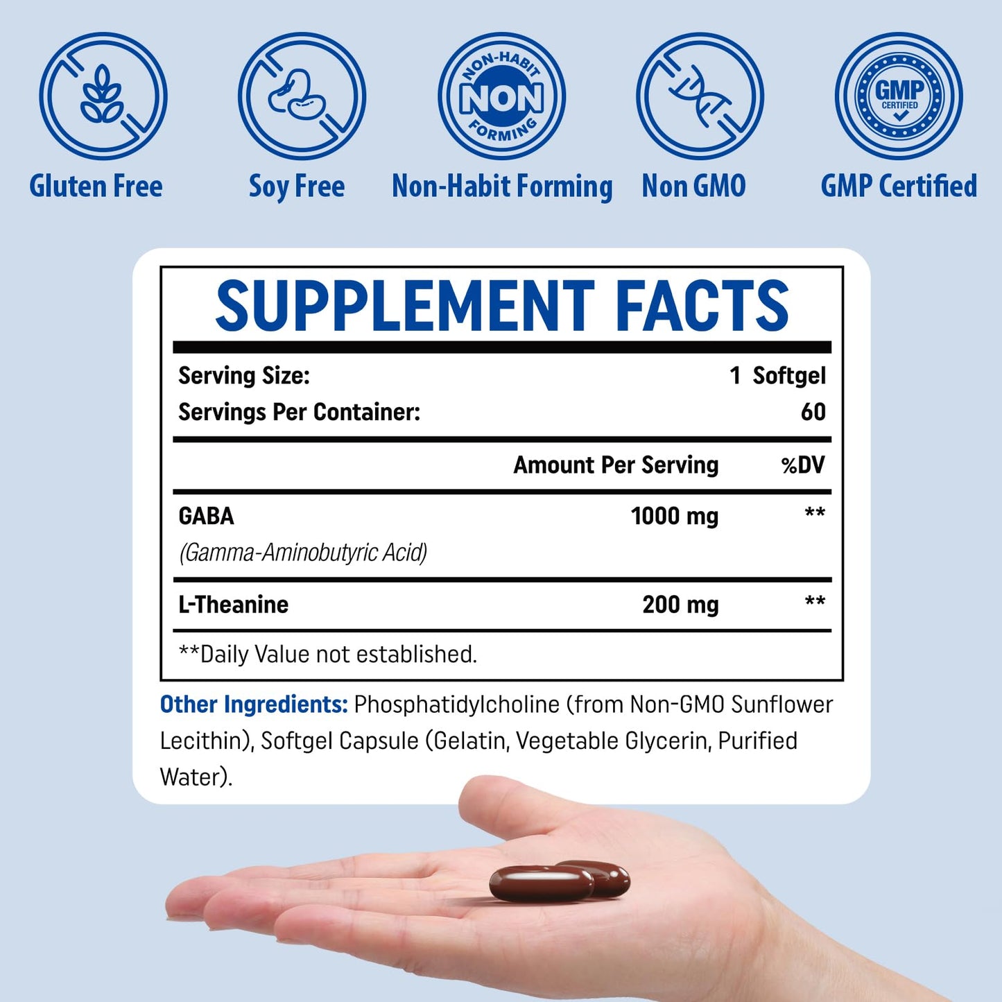 Genogna Liposomal GABA with L-Theanine 1200mg Softgels 120 Count