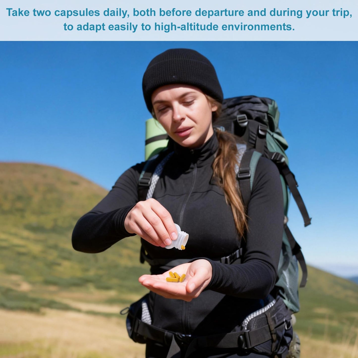 Jkrova Altitude Sickness Prevention - Altitude Pills for Ski, Hike & Mountain Trips - with Vitamin C & Ginkgo Leaf Extract for Oxygen & Energy Balance, 100 Capsules