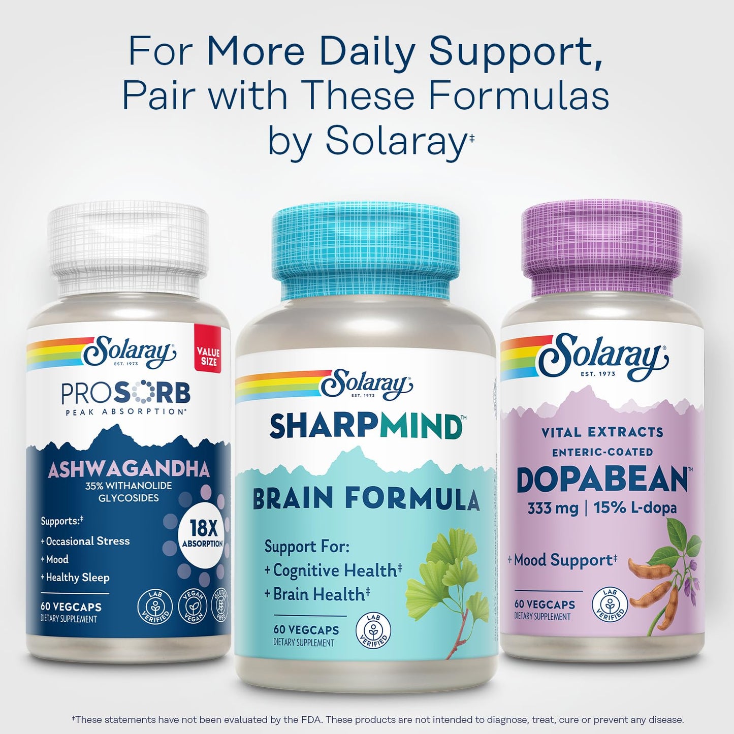 SOLARAY Dopabean 333mg Mucuna Pruriens L-Dopa Velvet Beans Seed Extract with 15% L-Dopa Plus Alpha Galactosidase Capsule 60