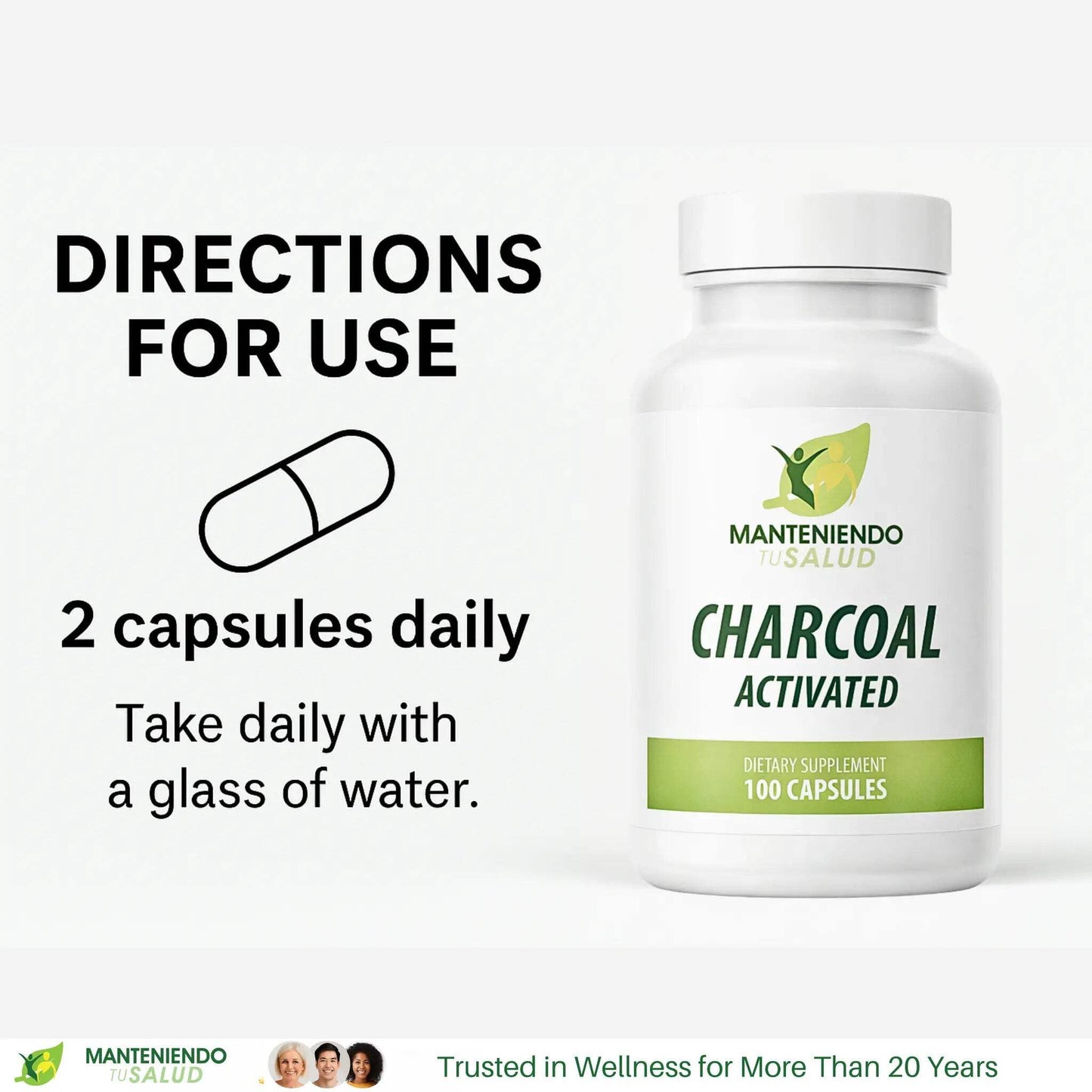 Manteniendo Tu Salud Activated Charcoal Gas Relief Capsules 100