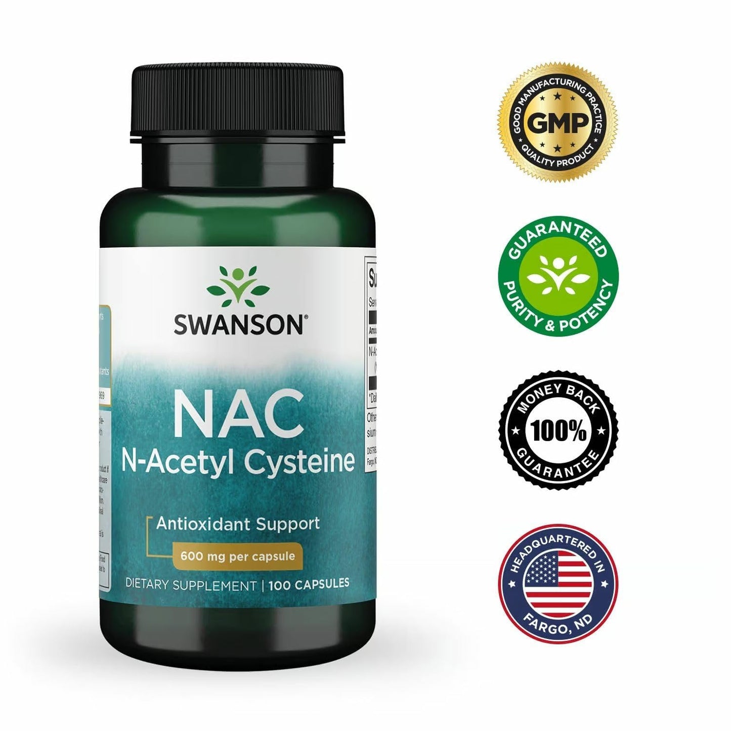 Swanson Premium Brand NAC N-Acetyl Cysteine 600 mg Liver Health and Antioxidant Supplement Vegan Capsules, 300