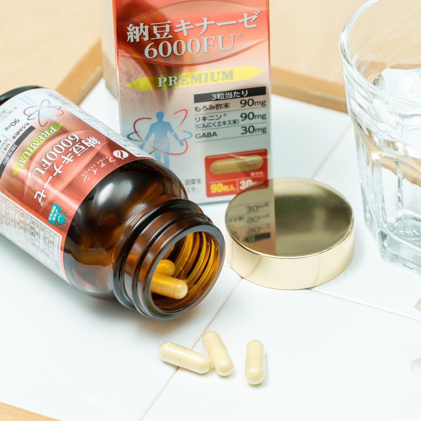 FINE JAPAN Nattokinase 6000FU – Japanese Fermented Natto Enzyme Supplement with Garlic and Vinegar, 270 Capsules