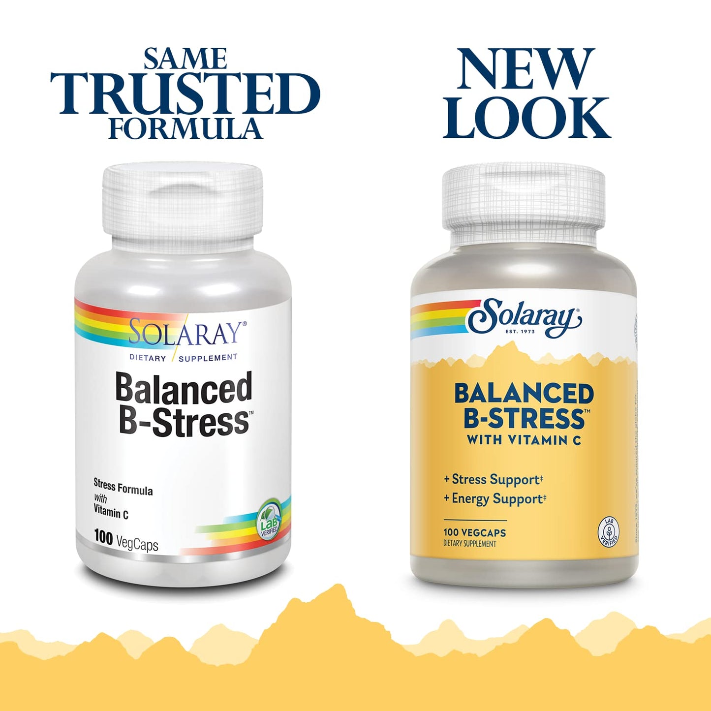 SOLARAY Balanced B Stress with Vitamin C Capsules, 100