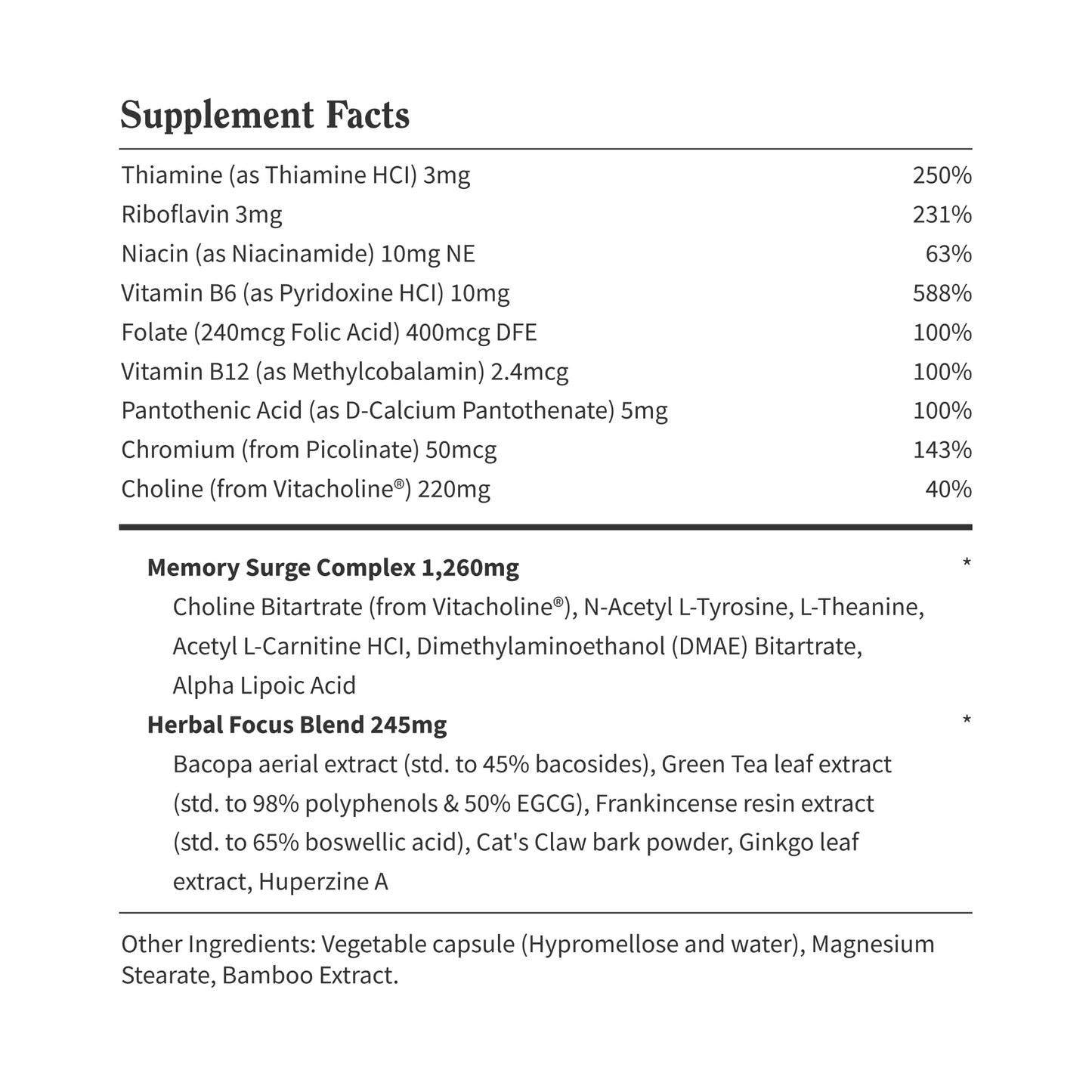 Snap Supplements Brain Booster Nootropics Supplement for Memory, Focus & Clarity, Bacopa Extract, Ginkgo Biloba, 60 Capsules