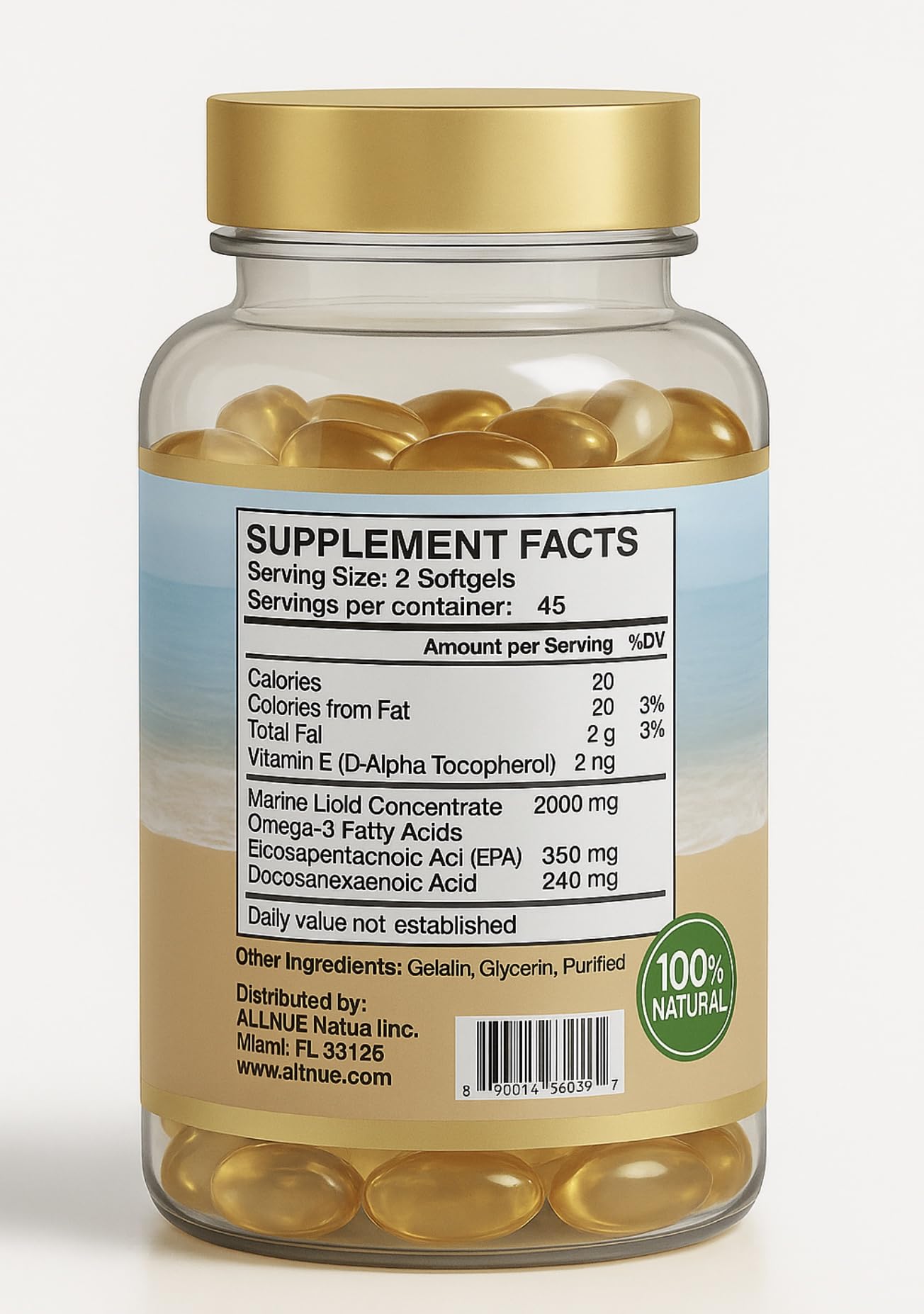 Generic Omega – High Potency Omega-3 Fish Oil with EPA & DHA Capsule, 90 Count