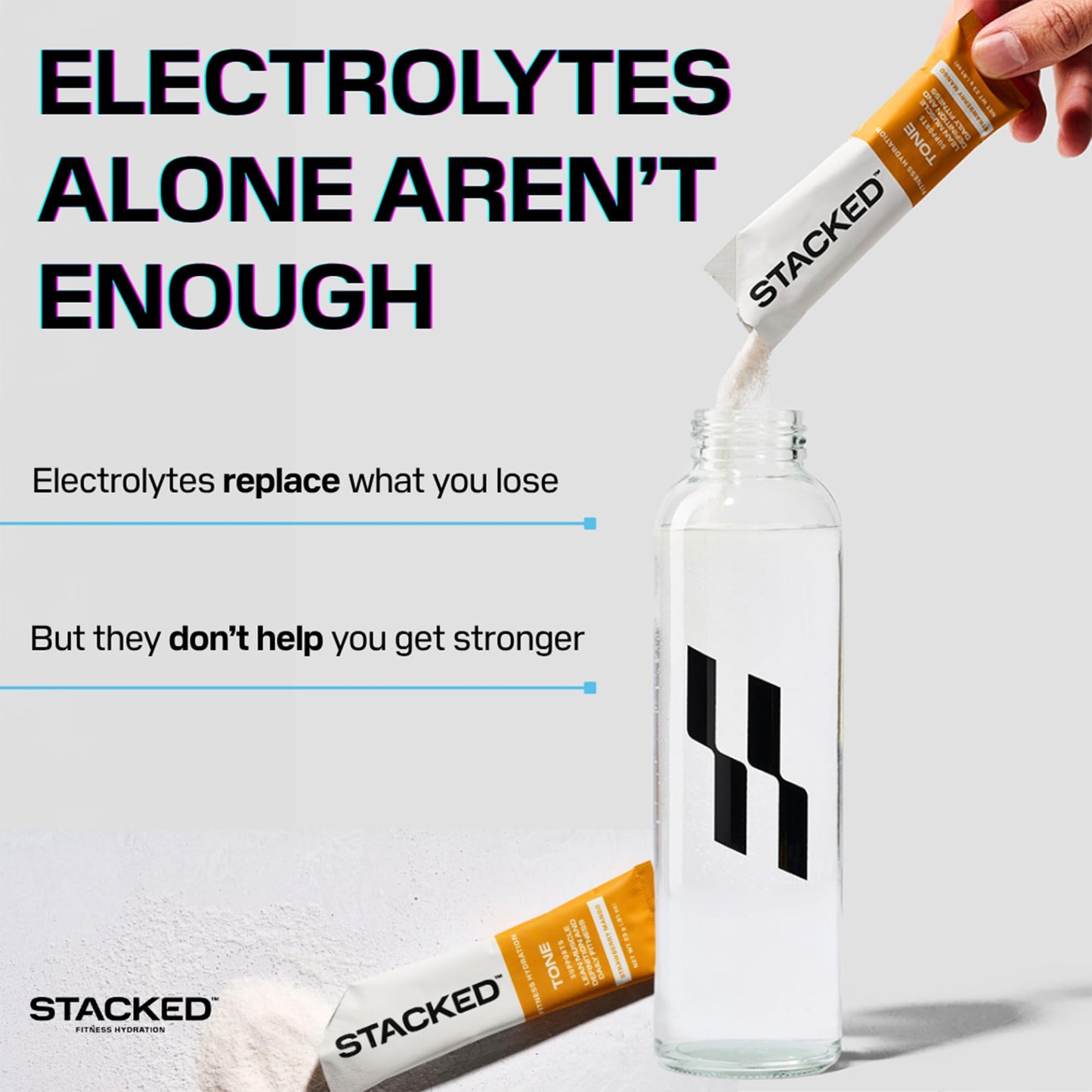 STACKED FITNESS HYDRATION Creatine + Electrolyte Mix for Strength, Hydration & Recovery Powder 6 Pack
