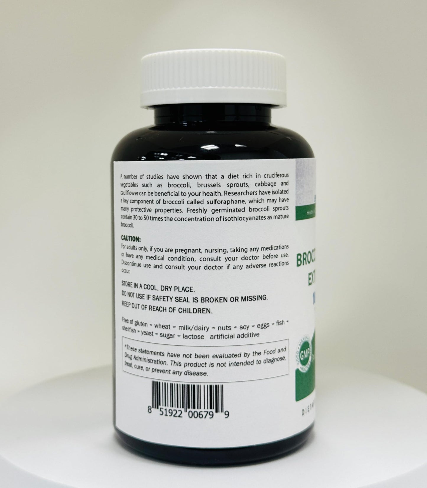Brieofood Broccoli Sprout Extract 4:1 1000 mg Per Serving Capsules 480