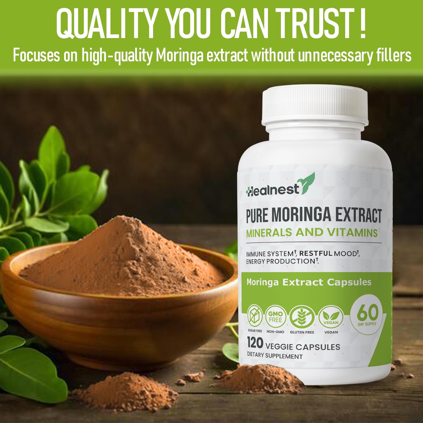 HEALNEST Pure Moringa Extract 120 Capsules