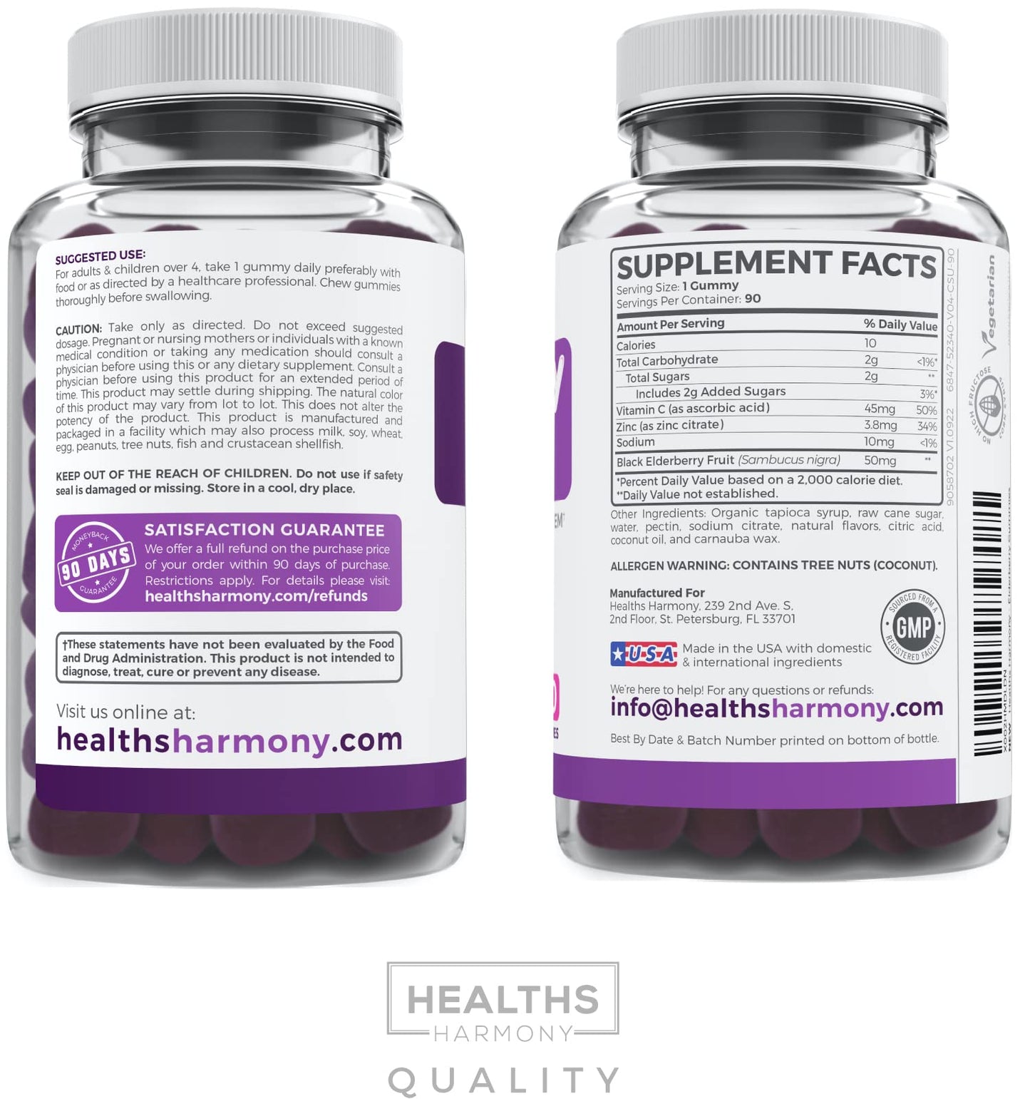 Healths Harmony Sambucus Elderberry Gummies for Kids Gummy 90 Count