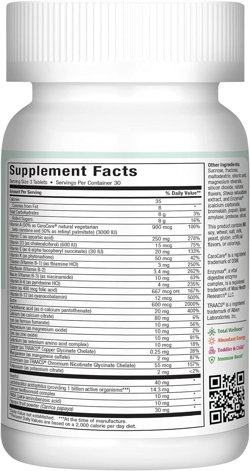 Maxi Health Chewable Multivitamin Tablet for Kids, Teens and Adults 90 Count