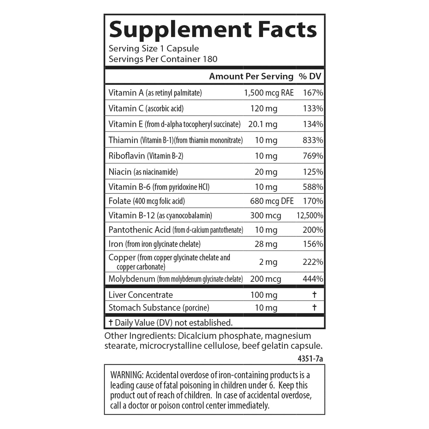 Carlson Women's Iron Restore 28 mg Iron + B Vitamins, 60 Capsules