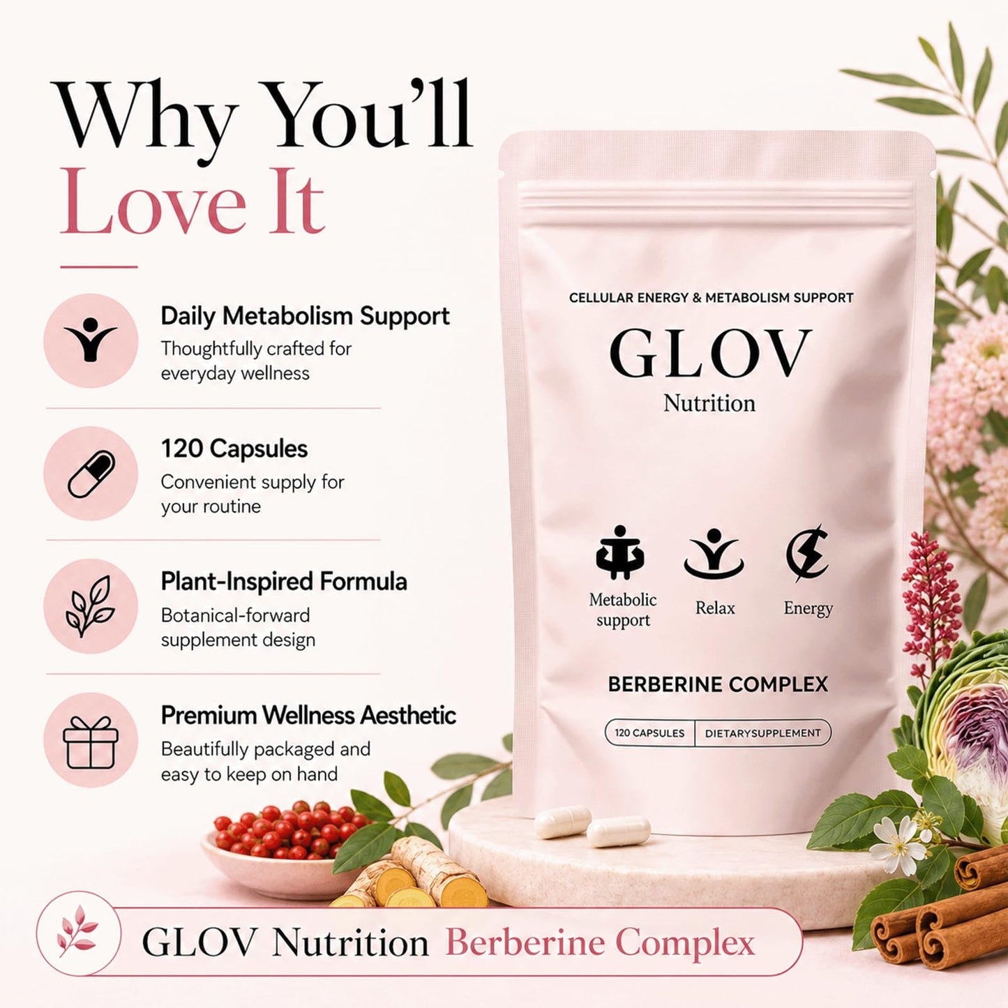 Glov Organic Berberine Complex Capsules 120
