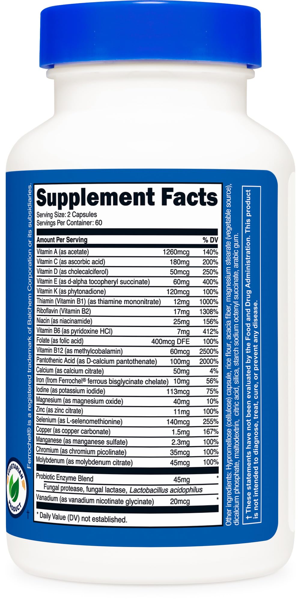 Nutricost Multivitamin with Probiotics Vegetarian Capsules, 120 Count (Pack of 3)