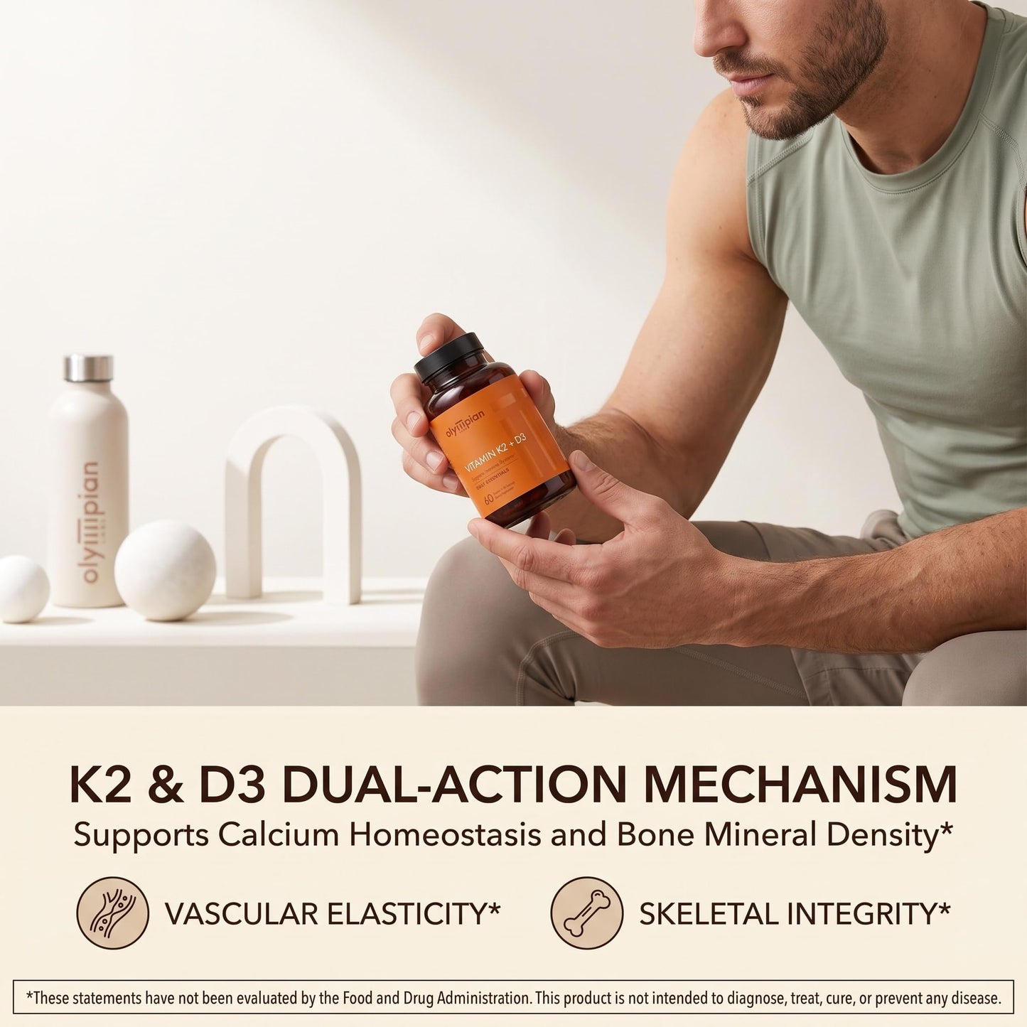 Olympian Labs Vitamin K2 + D3 Capsules, 60 Count