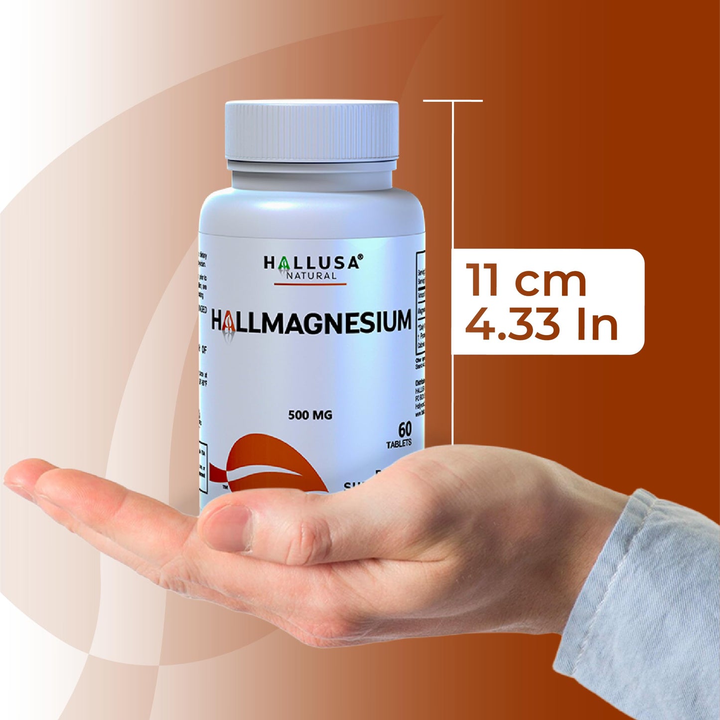 Hallusa Natural Magnesium for Leg Cramps Magnesium Oxide 500 mg Tablets, 60 Count