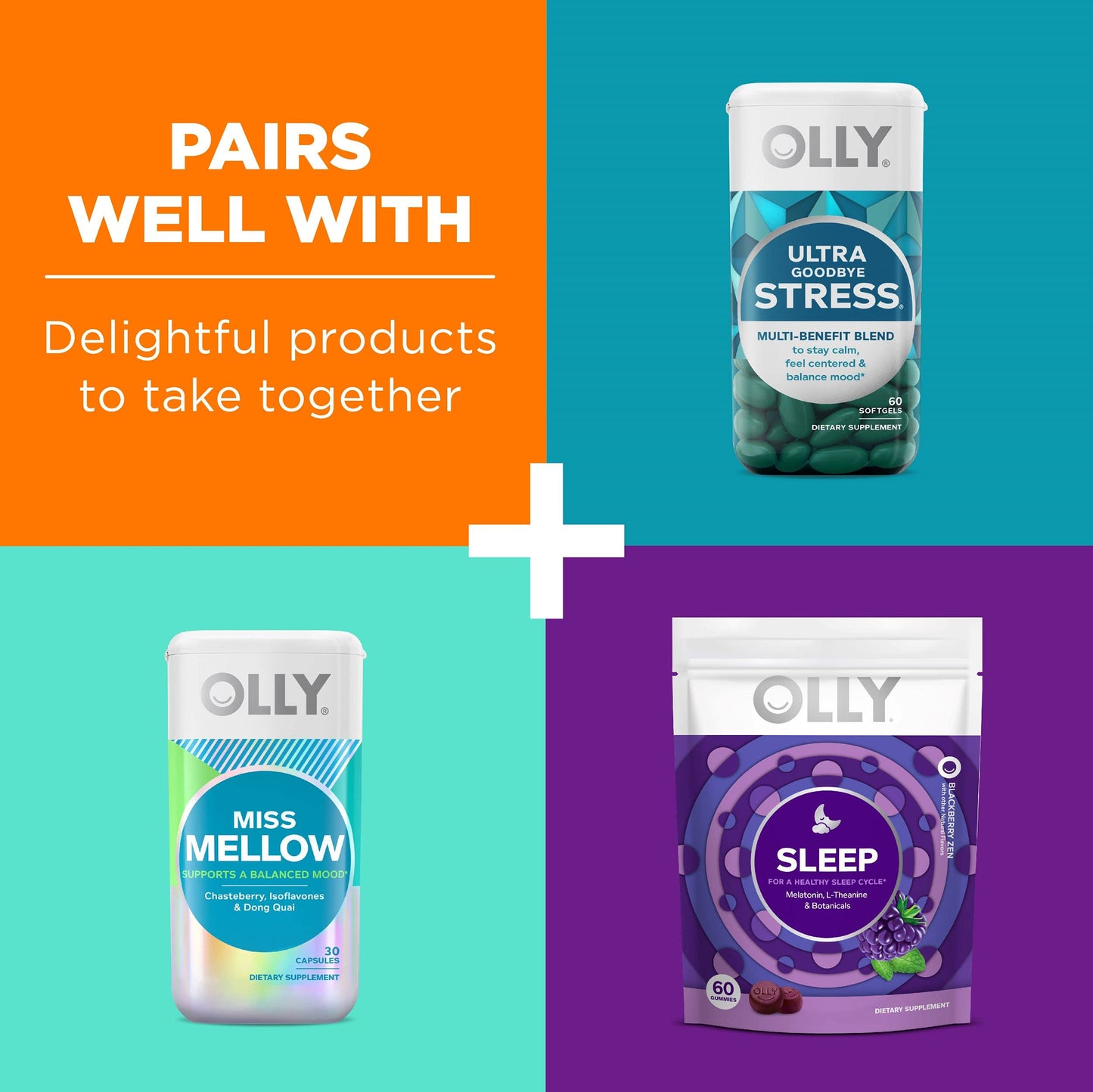 OLLY Hello Happy Gummy Worms Mood Support Gummies, 60 Gummies
