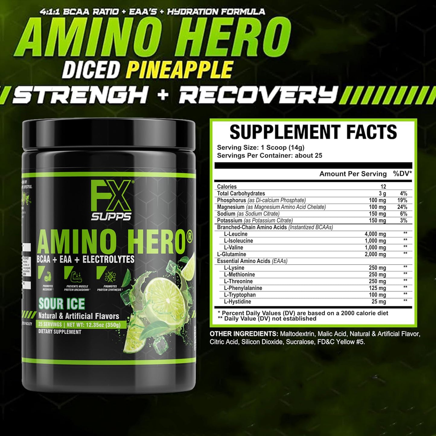 FXSUPPS Amino Hero Sour Ice Powder 24