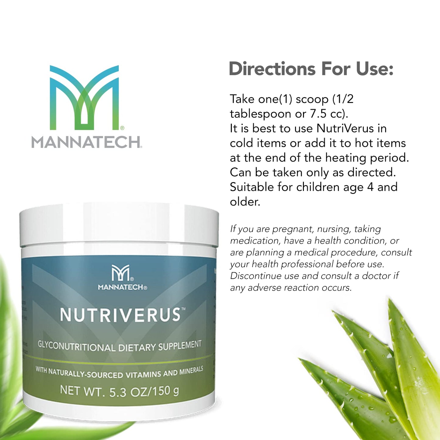 Mannatech NutriVerus Glyconutritional Supplement Powder 5.3 Ounce