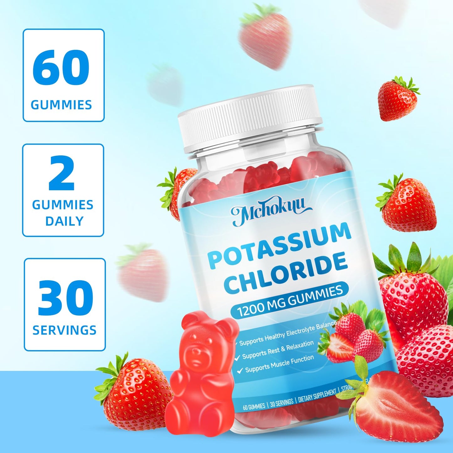 Mchokuu Potassium Chloride Gummies 1200mg 120 Count