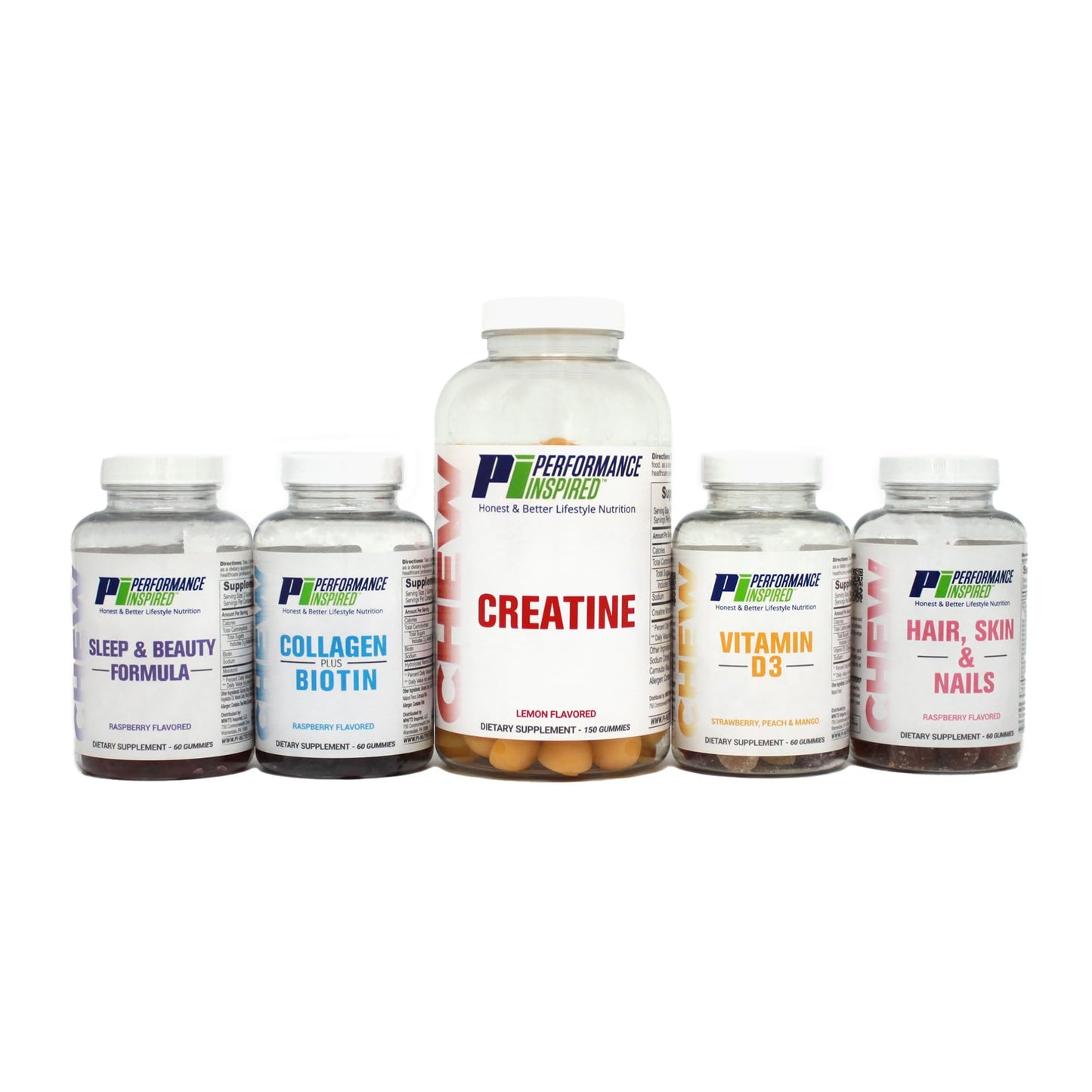 Performance Inspired Creatine Gummies 5g Creatine Monohydrate Muscle Recovery & Strength Support Lemon Flavor, 150 Count