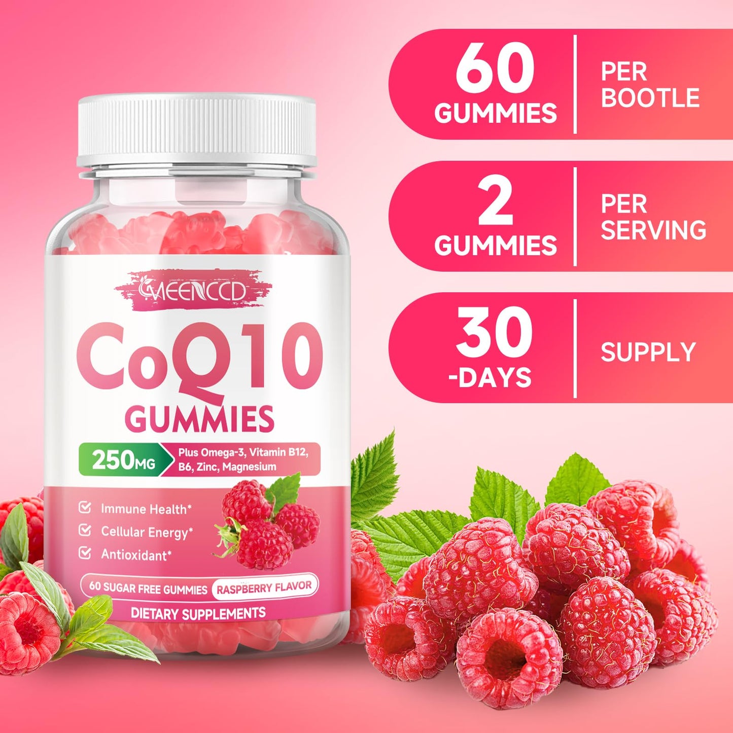 MEENCCD CoQ10 Gummies 250mg, 60 Count