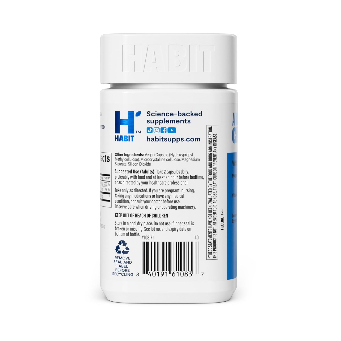 H' Habit Magnesium Sleep & Recover Supplement Capsule 60 Count