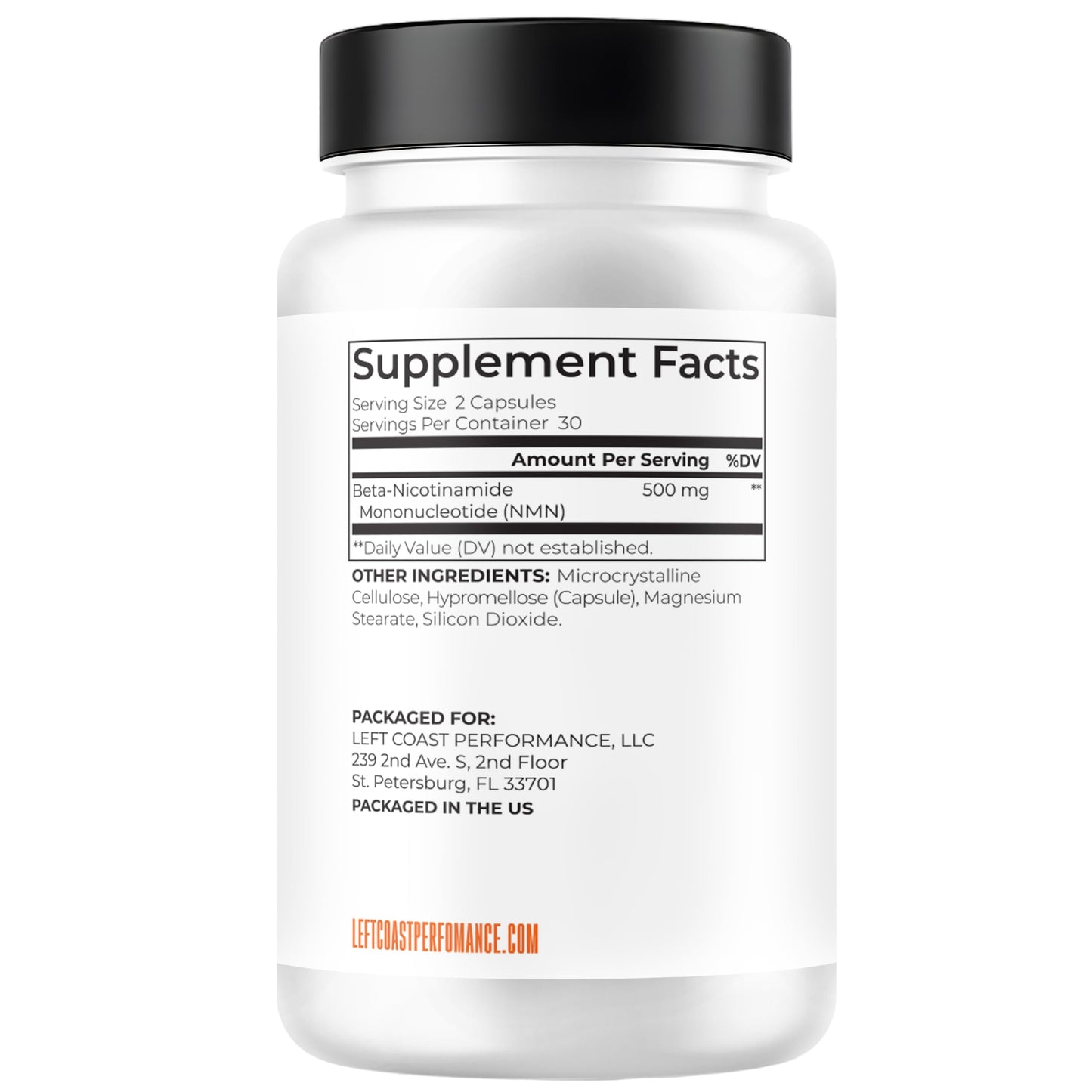 Left Coast Performance NMN Supplement 500mg for NAD+ Support Capsule, 60 Count